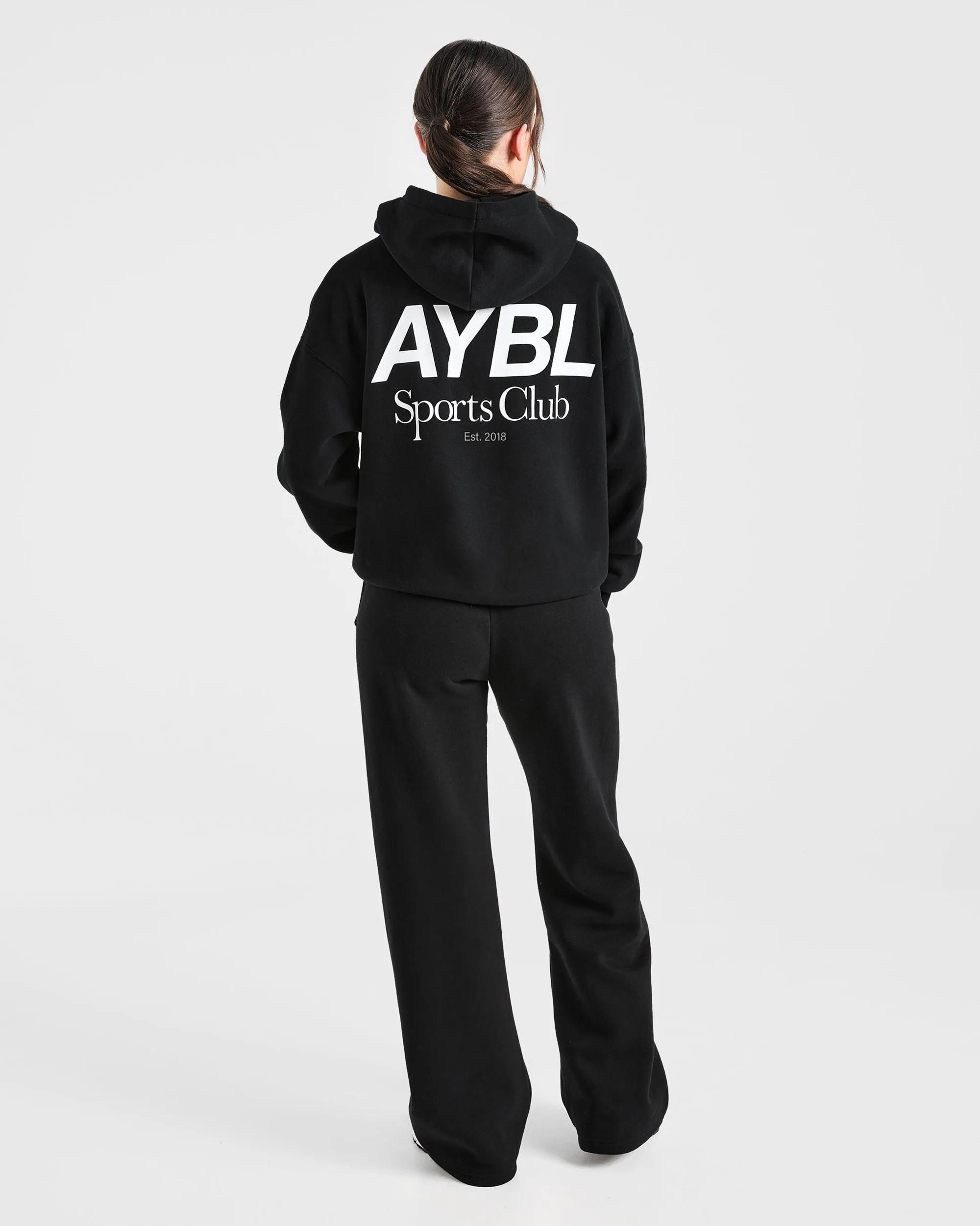 AYBL Sports Club Oversized Straight Leg Joggers - Black/White sold by AYBL product image thumbnail 4