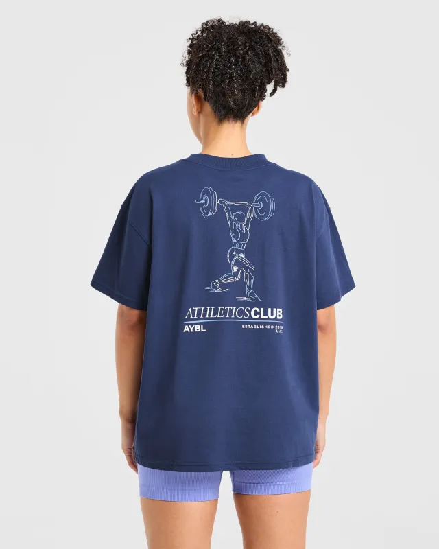 Power Lifting Illustration T Shirt - Blue sold by AYBL