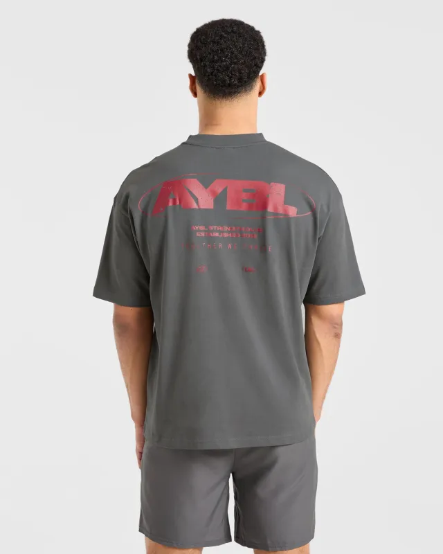 Orbit Oversized T Shirt - Charcoal/Red sold by AYBL