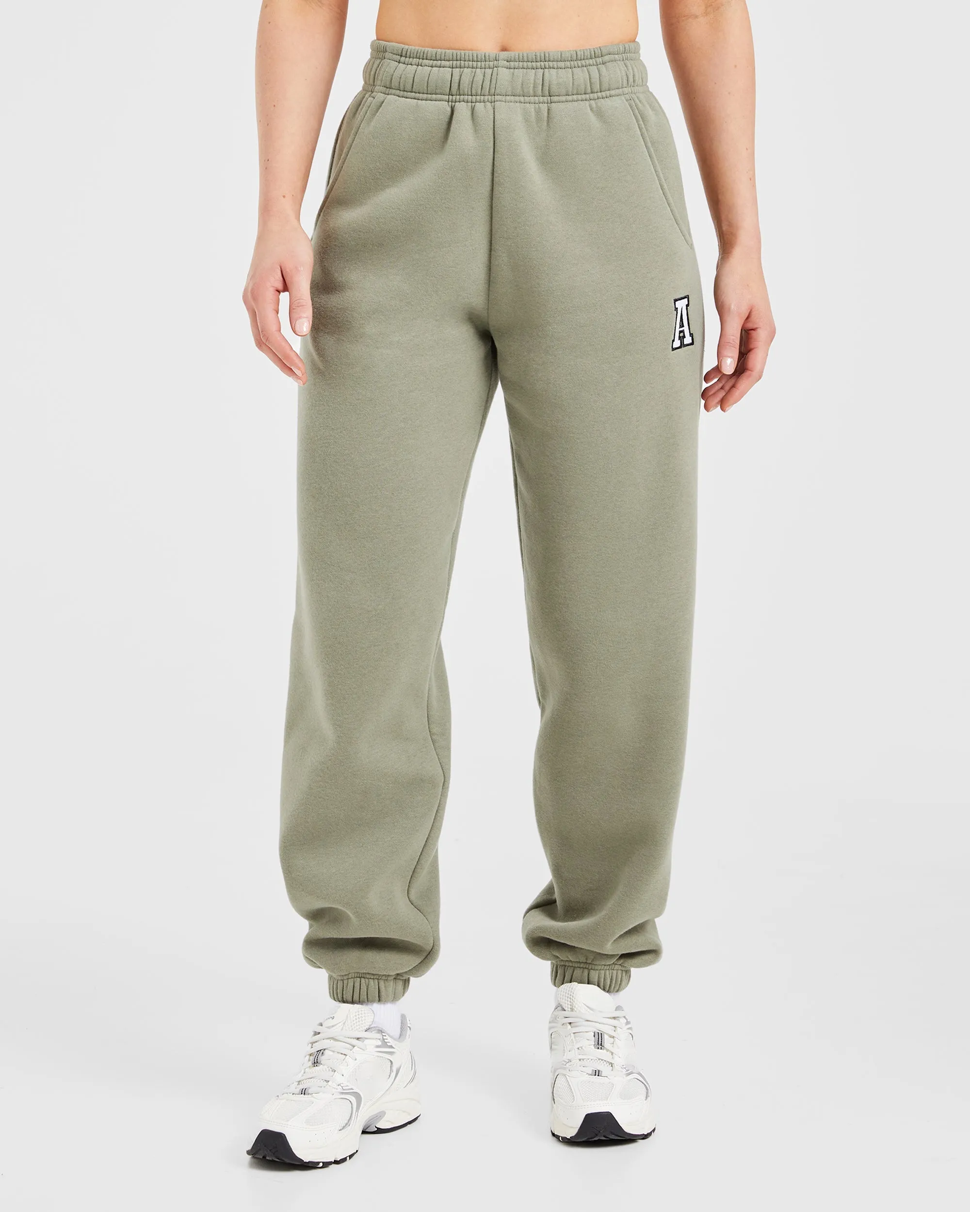 Varsity Embroidered Oversized Joggers - Muted Olive sold by AYBL