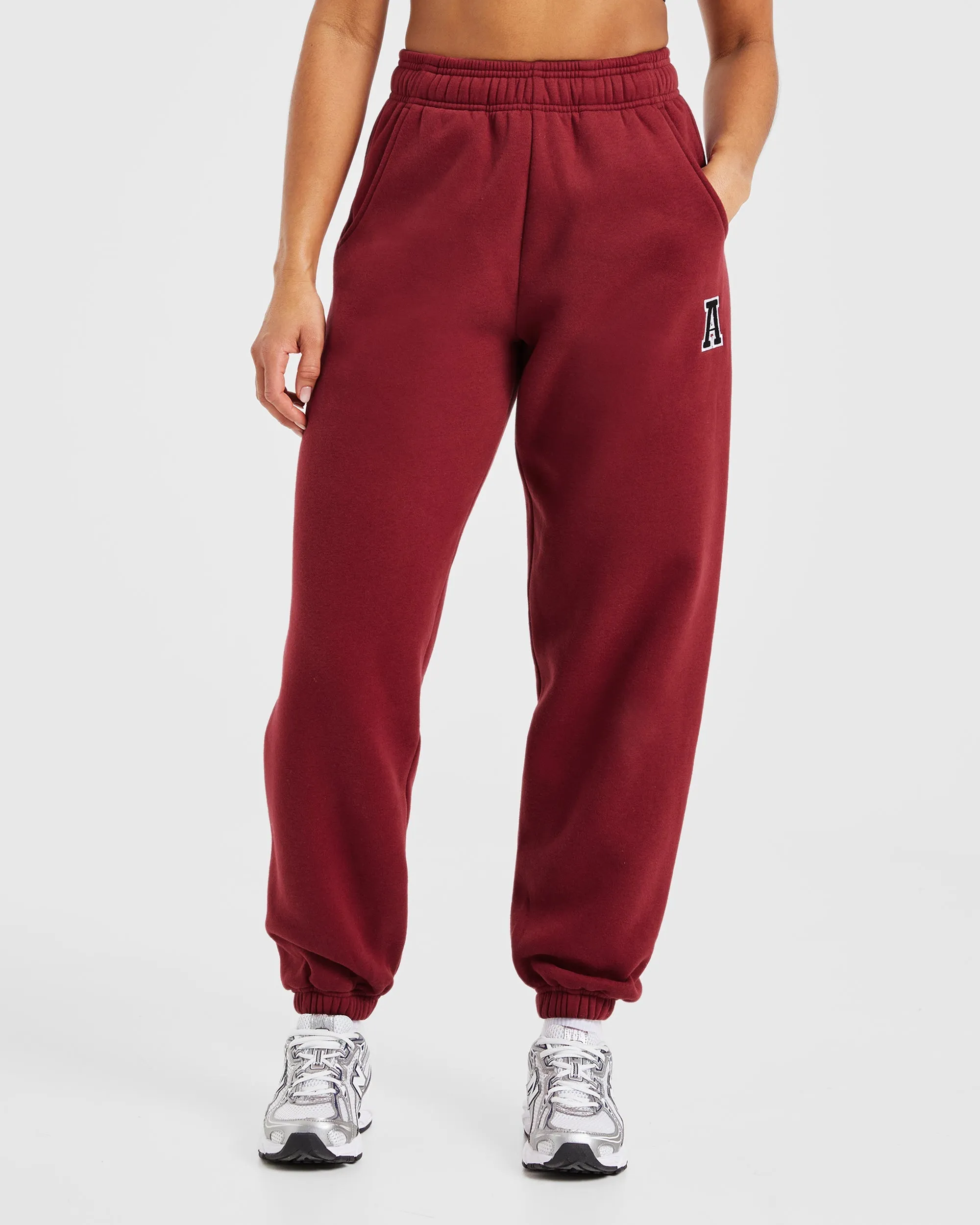 Varsity Embroidered Oversized Joggers - Burgundy sold by AYBL