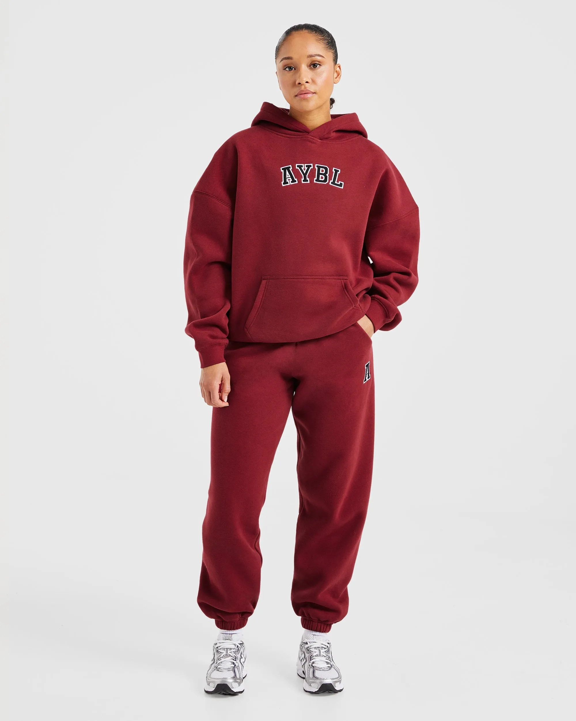 Varsity Embroidered Oversized Joggers - Burgundy sold by AYBL product image thumbnail 3
