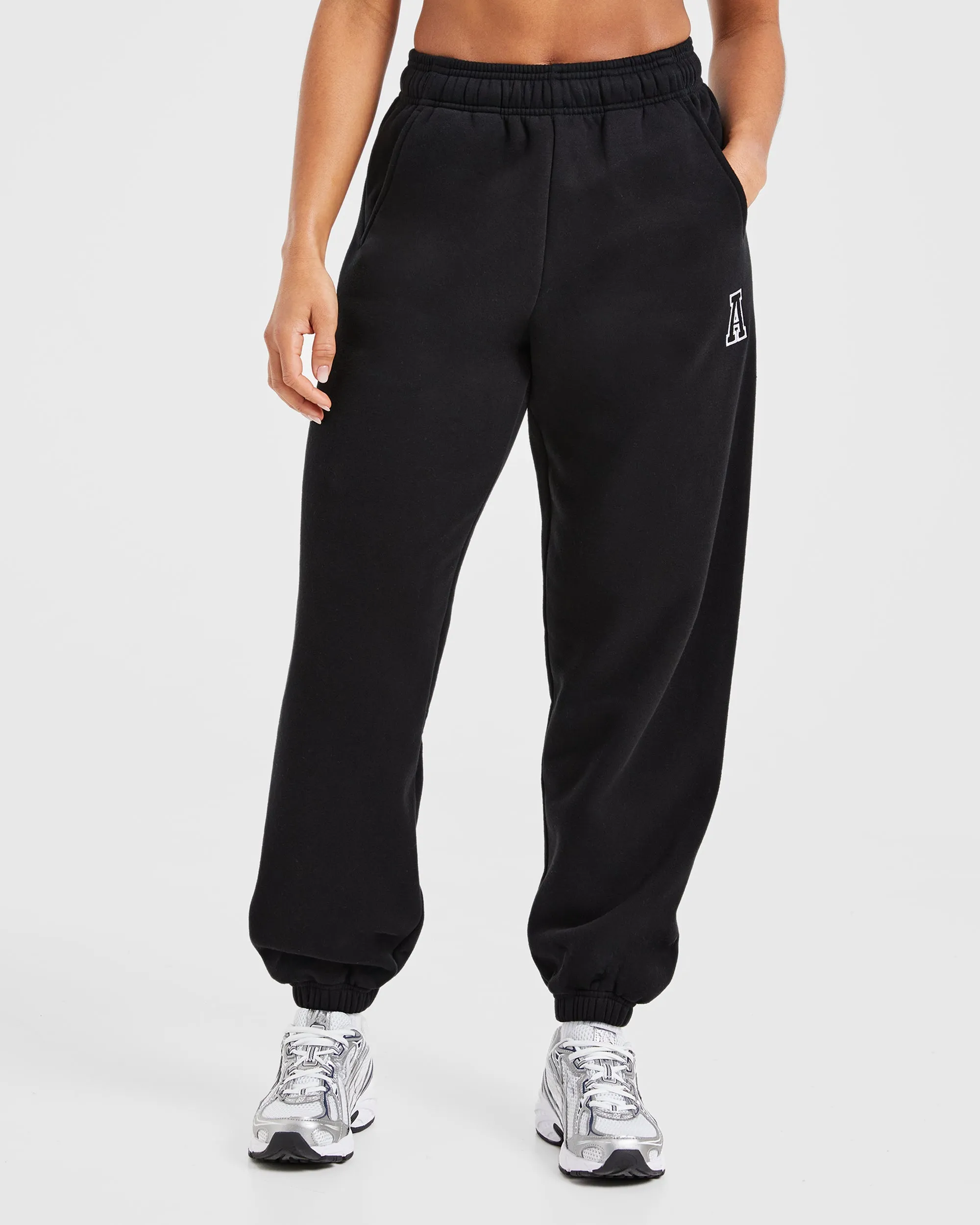 Varsity Embroidered Oversized Joggers - Black sold by AYBL