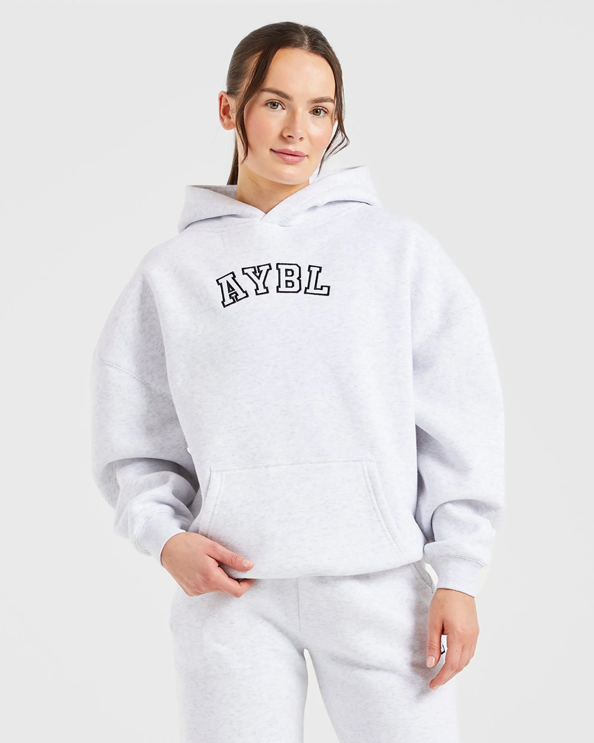Varsity Embroidered Oversized Hoodie - Heather Grey sold by AYBL
