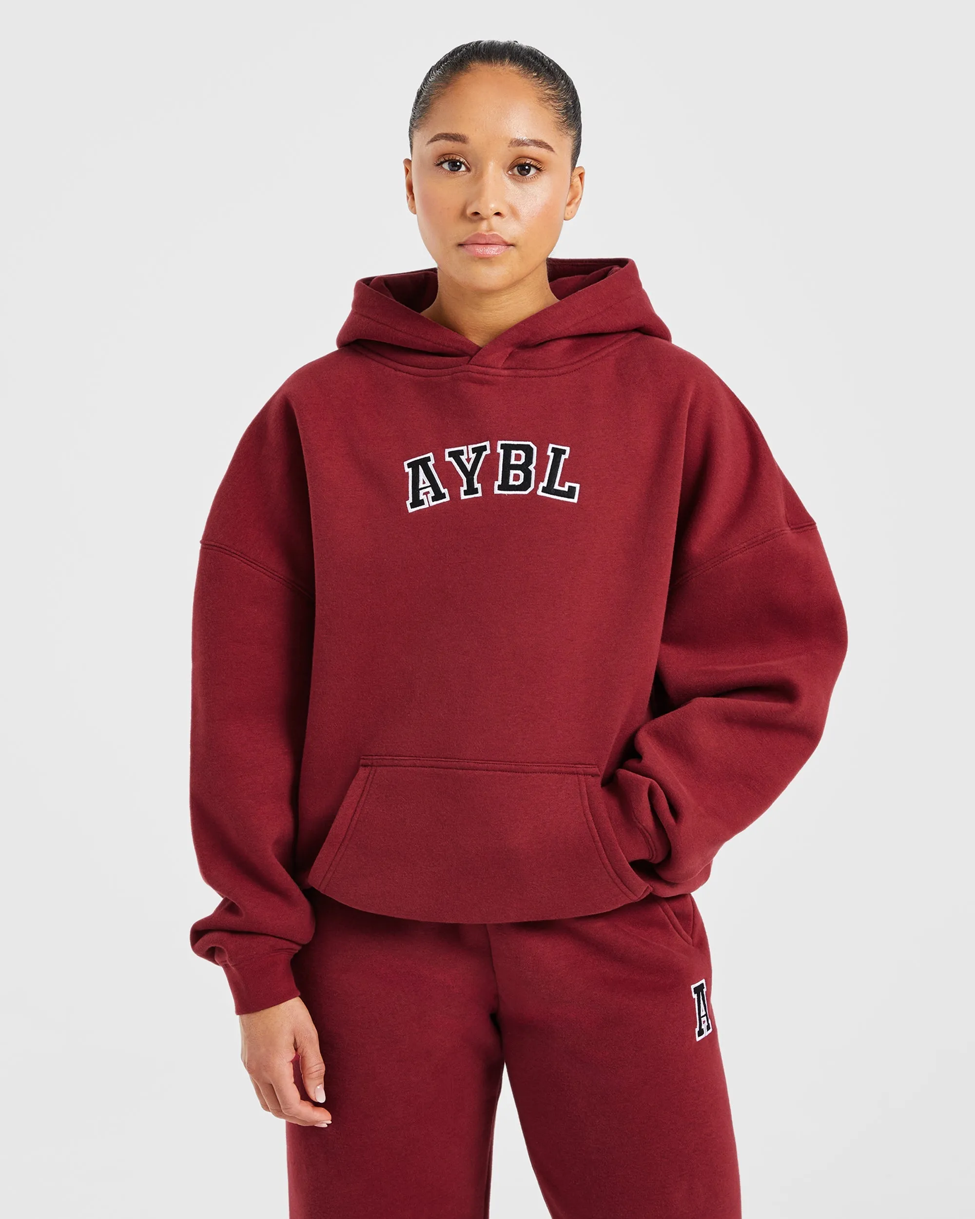 Varsity Embroidered Oversized Hoodie - Burgundy sold by AYBL