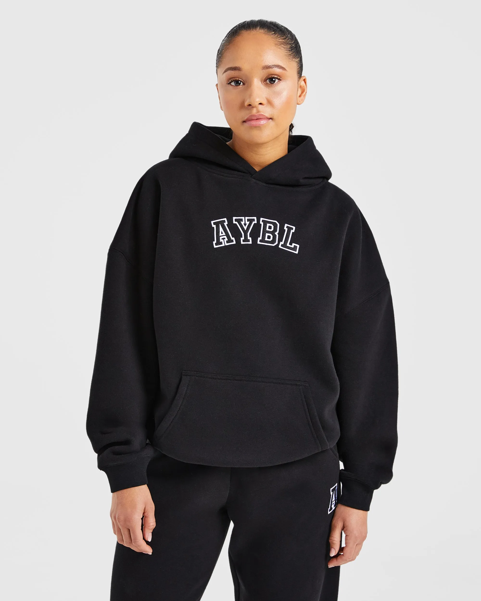 Varsity Embroidered Oversized Hoodie - Black sold by AYBL