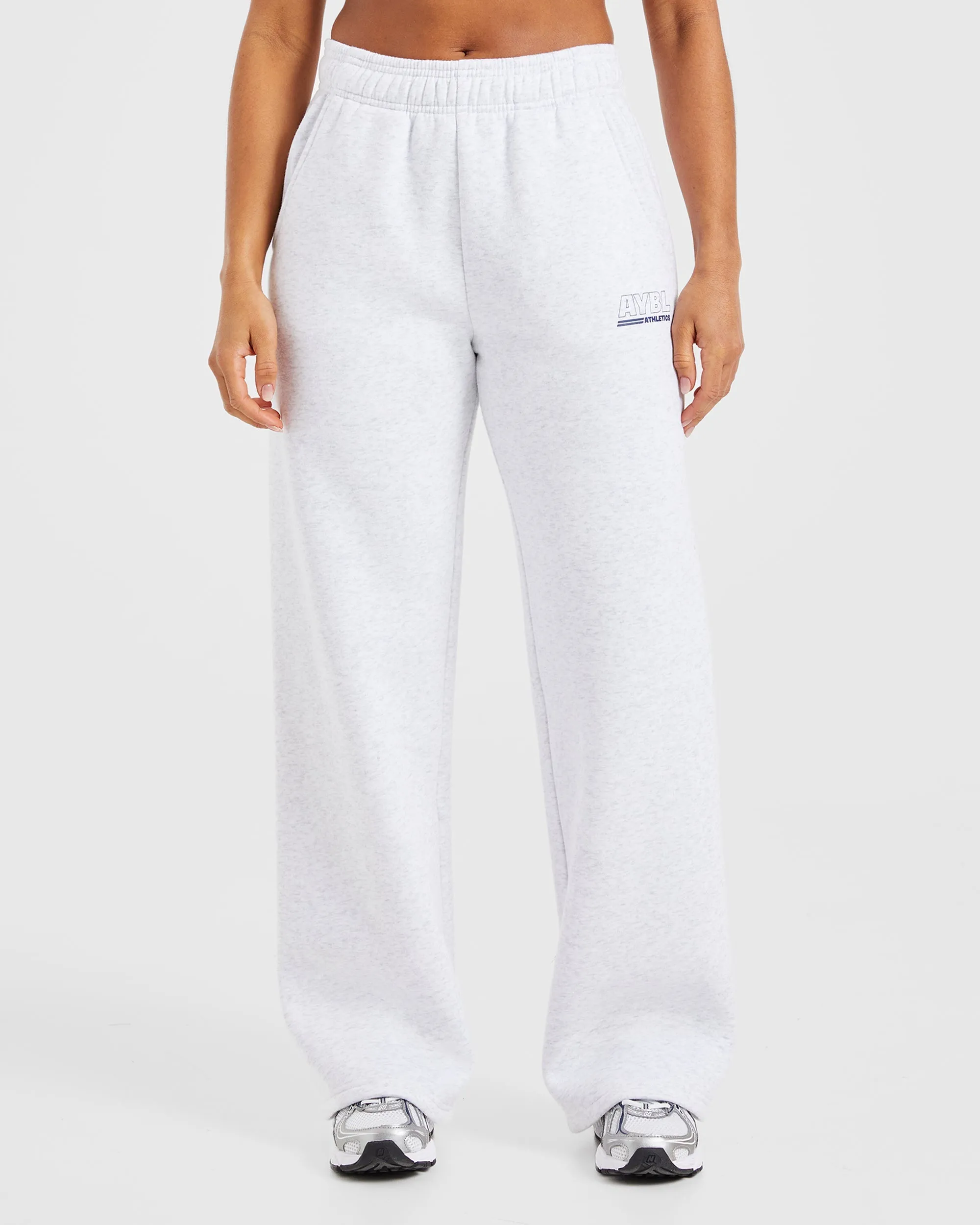 Athletics Track Oversized Straight Leg Joggers - Heather Grey/Navy sold by AYBL