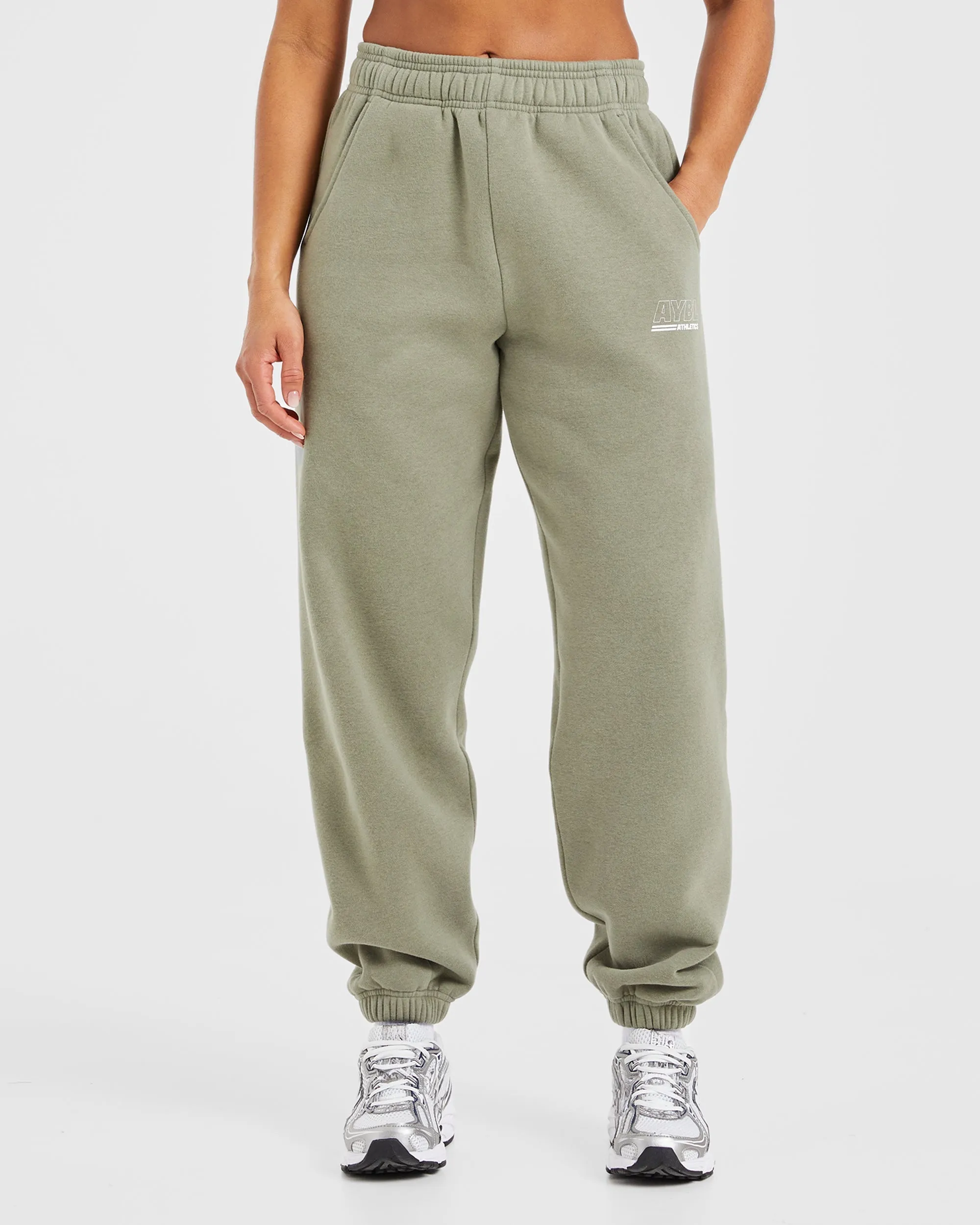 Athletics Track Oversized Joggers - Muted Olive sold by AYBL