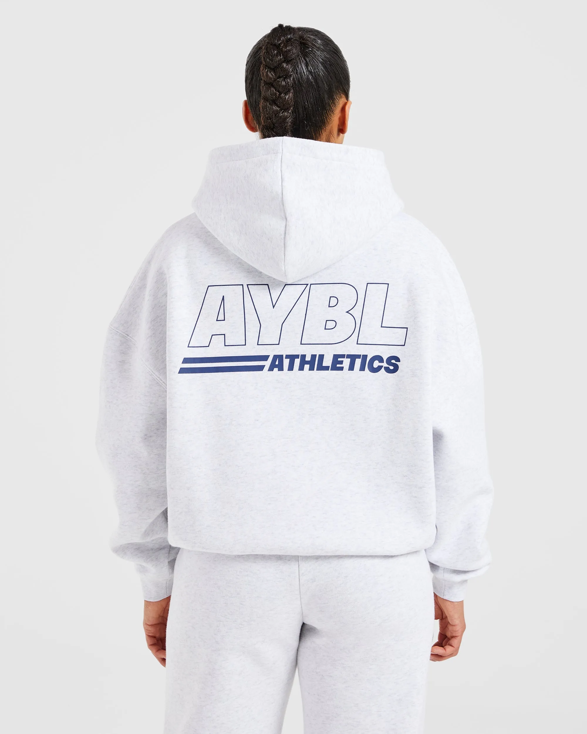 Athletics Track Oversized Hoodie - Heather Grey/Navy sold by AYBL