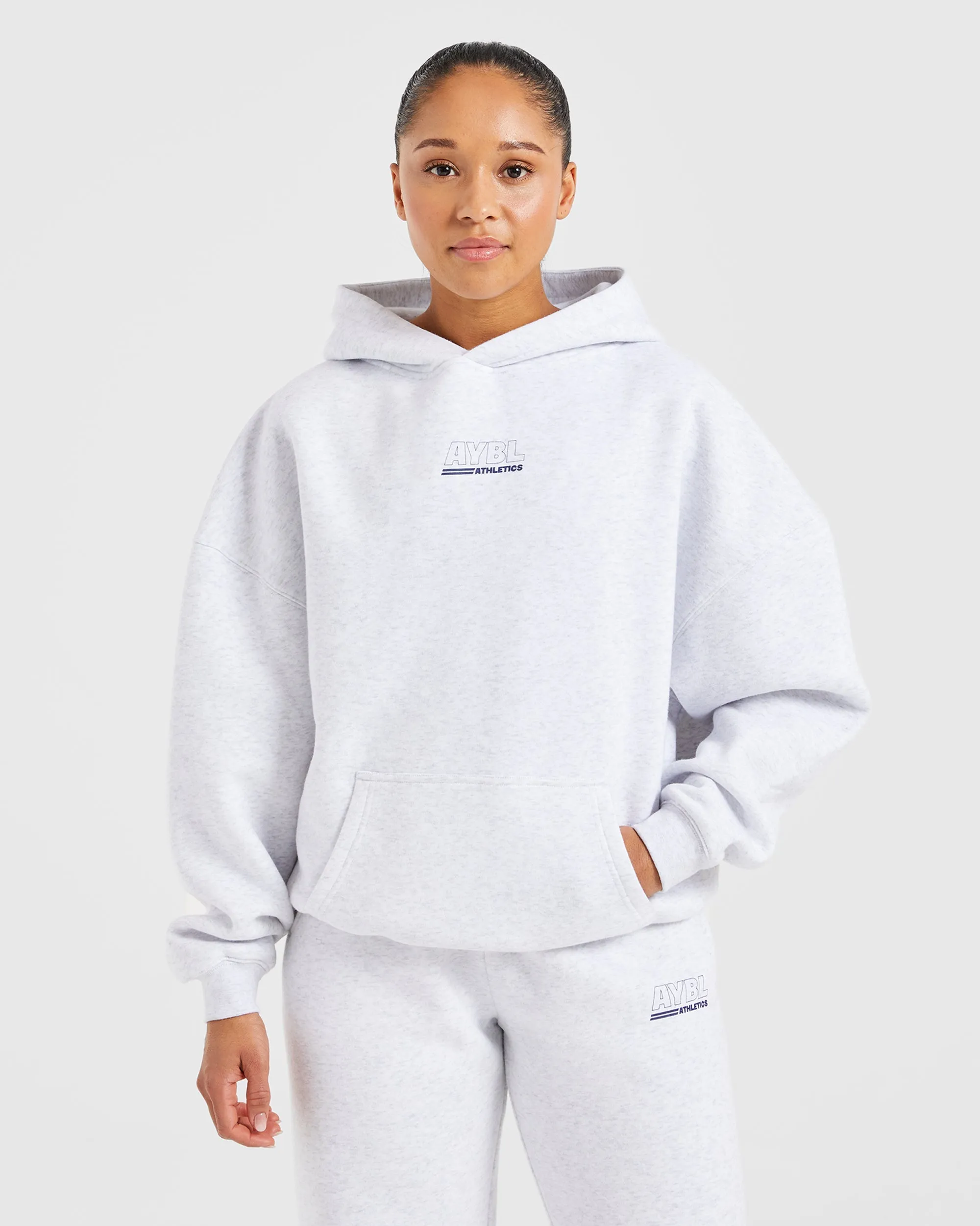 Athletics Track Oversized Hoodie - Heather Grey/Navy sold by AYBL product image thumbnail 2