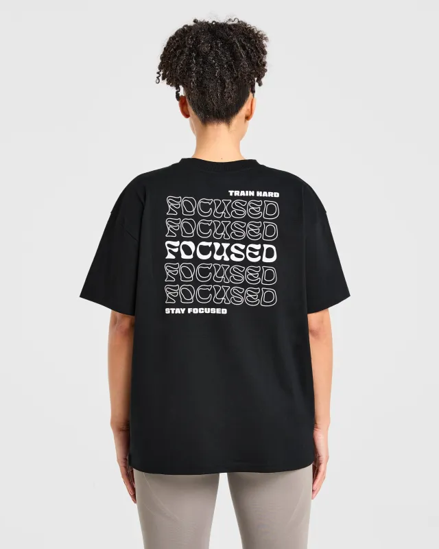 Focused Wavy Oversized T Shirt  - Black sold by AYBL