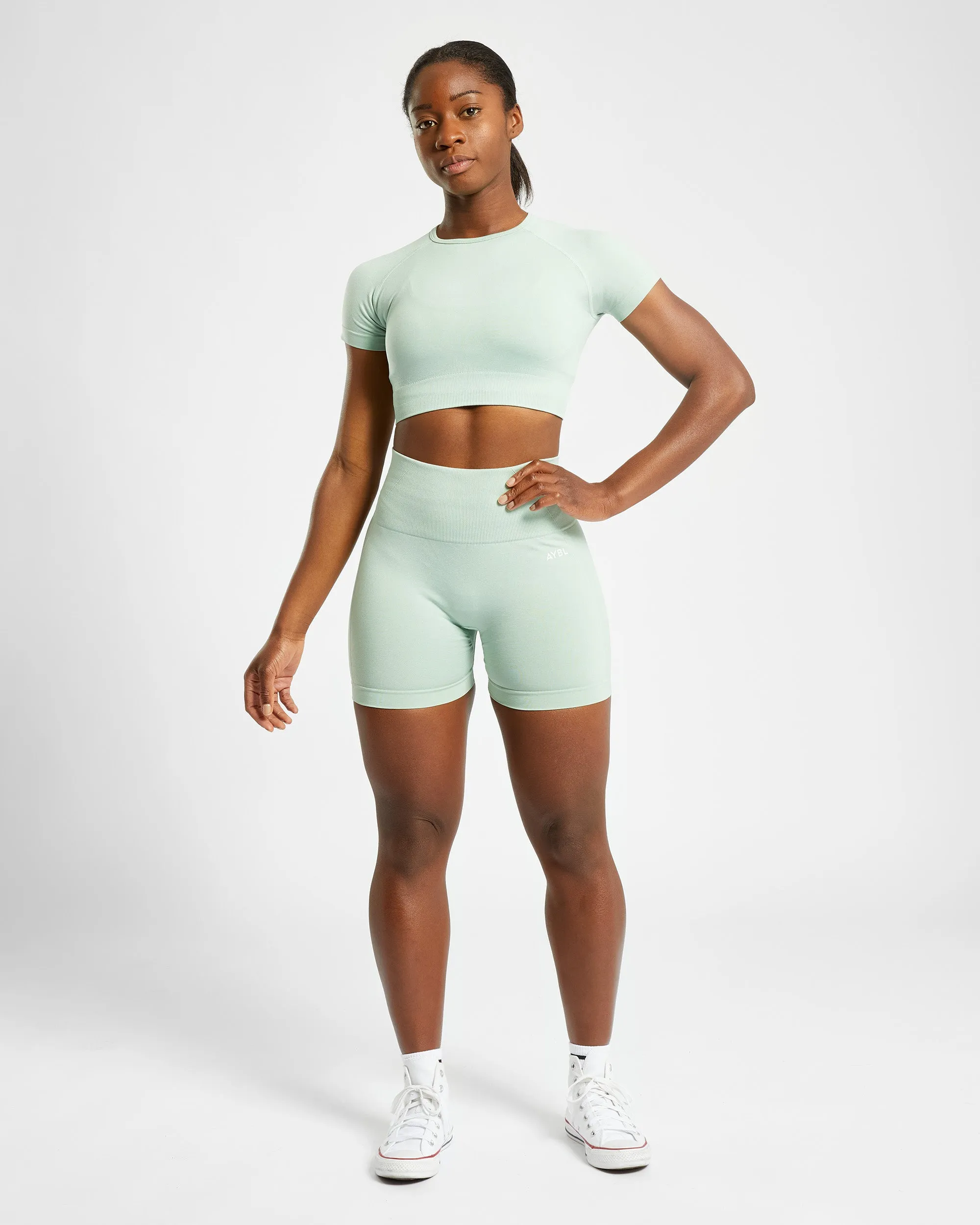 Empower Seamless Crop Top - Spring Green Marl sold by AYBL product image thumbnail 3