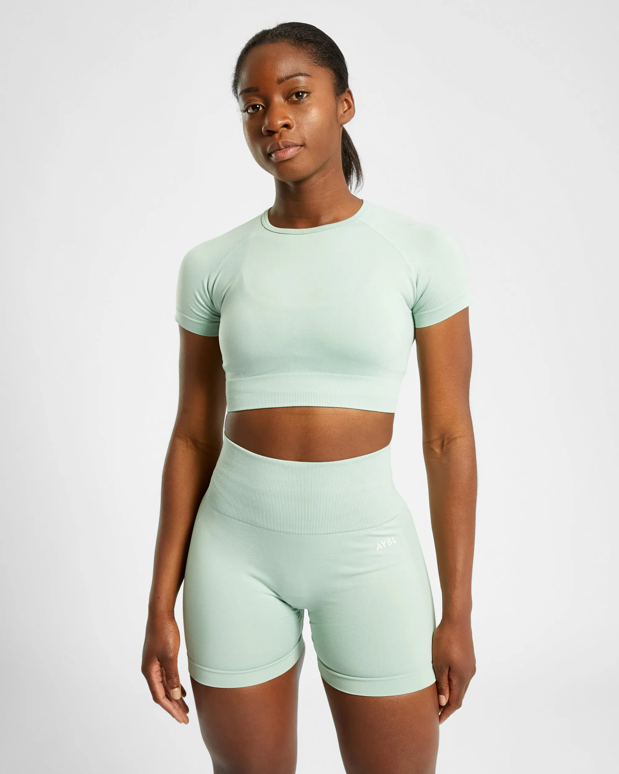 Empower Seamless Crop Top - Spring Green Marl sold by AYBL