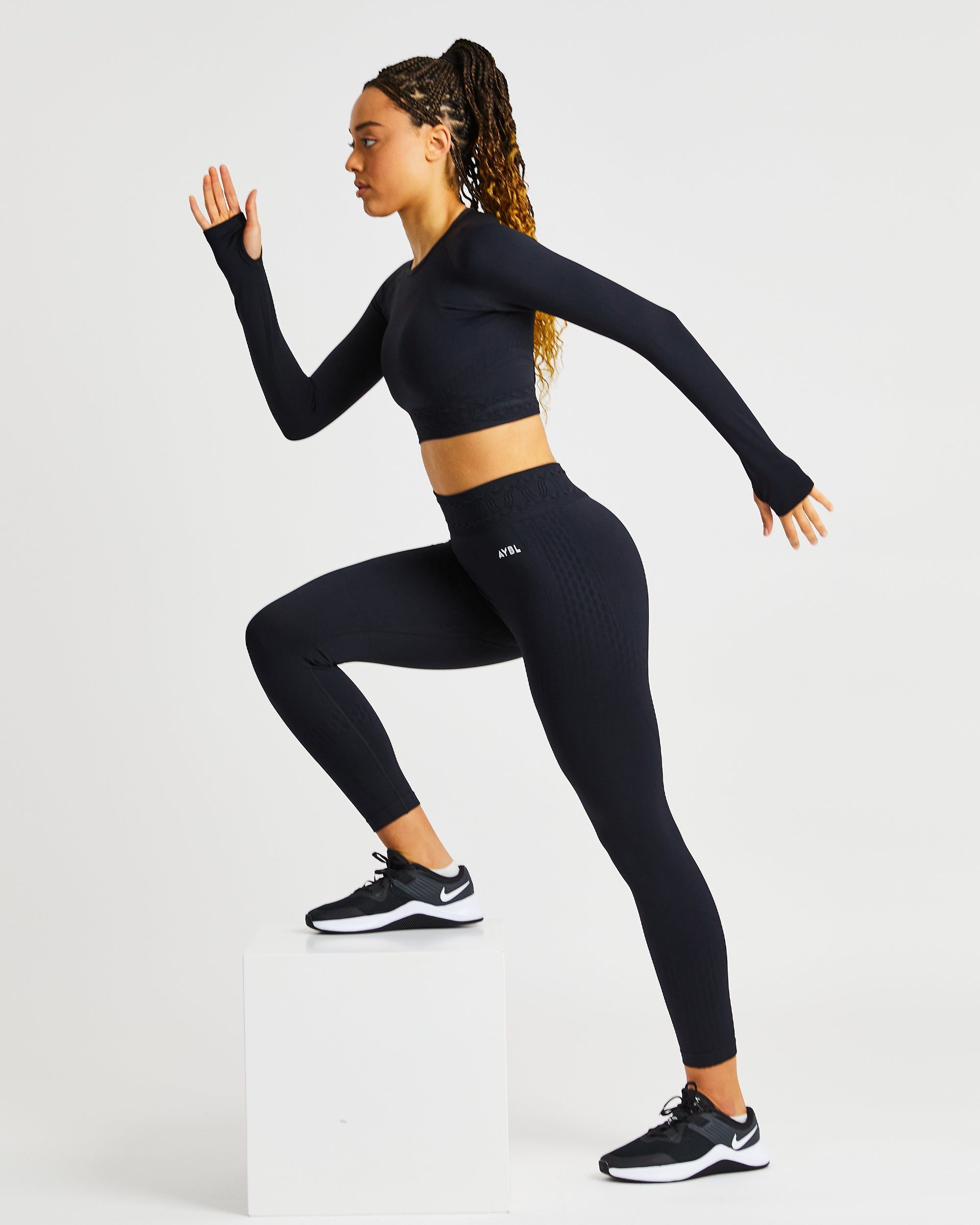 Elevate Seamless Long Sleeve Crop Top - Black sold by AYBL product image thumbnail 7
