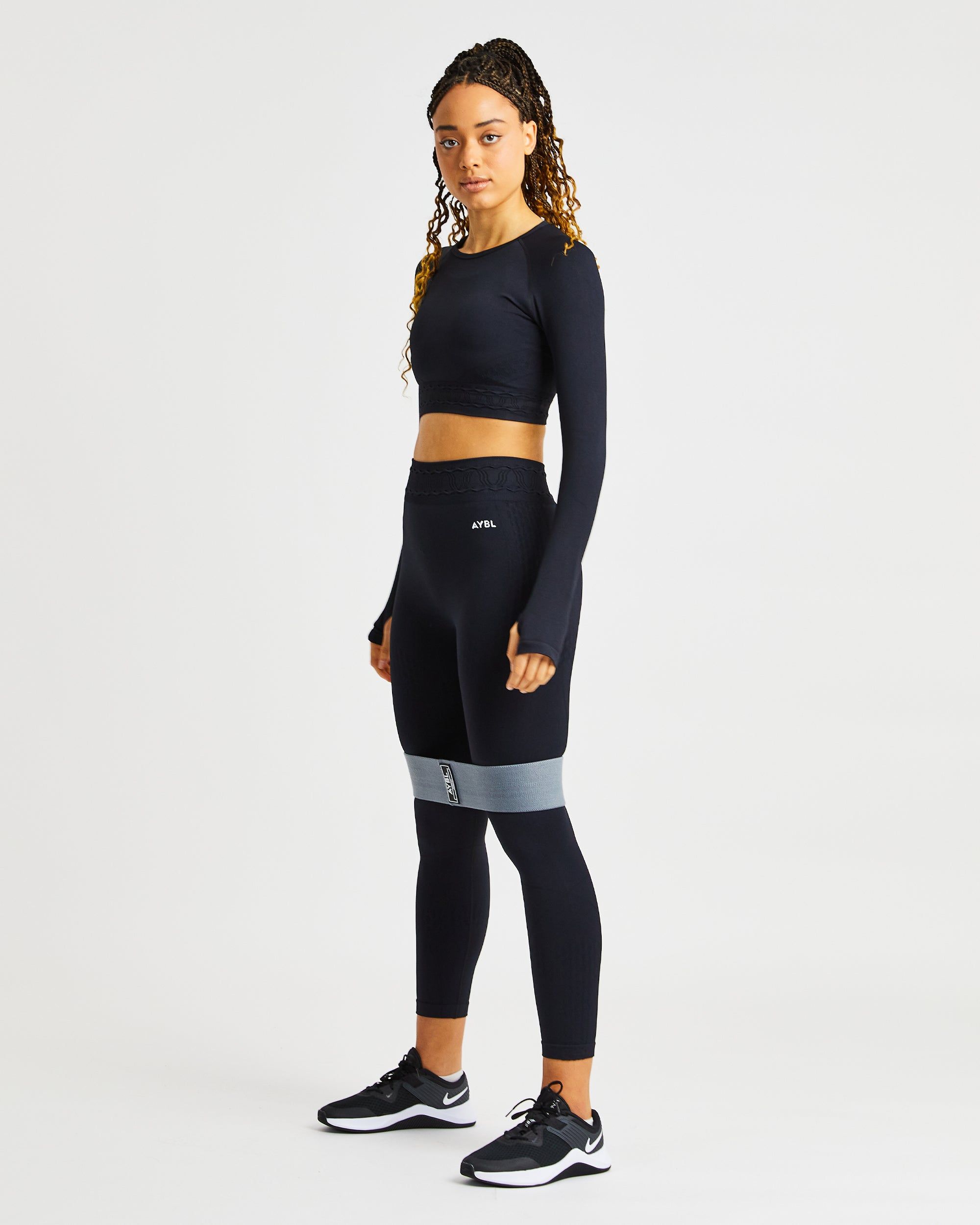 Elevate Seamless Long Sleeve Crop Top - Black sold by AYBL product image thumbnail 8