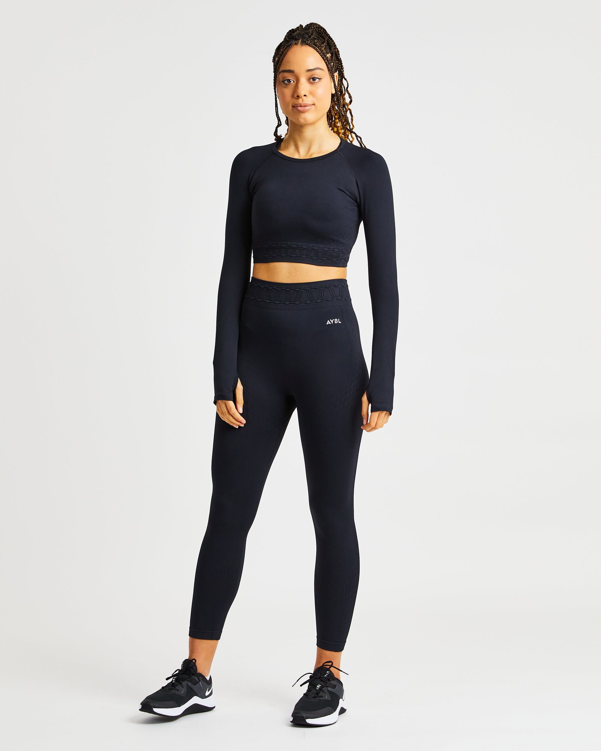 Elevate Seamless Long Sleeve Crop Top - Black sold by AYBL product image thumbnail 3