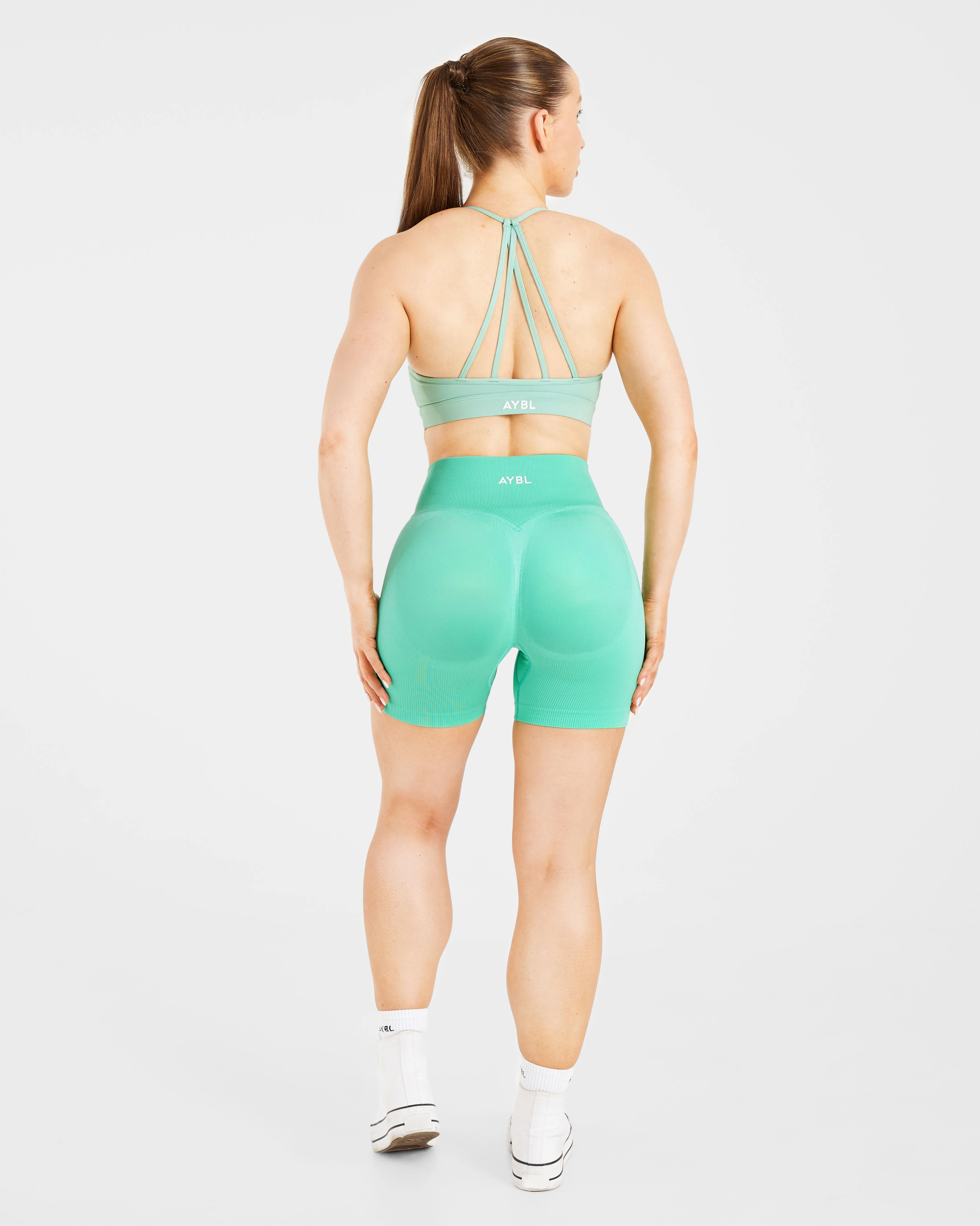 Essential V Neck Strappy Sports Bra - Light Sage sold by AYBL product image thumbnail 4