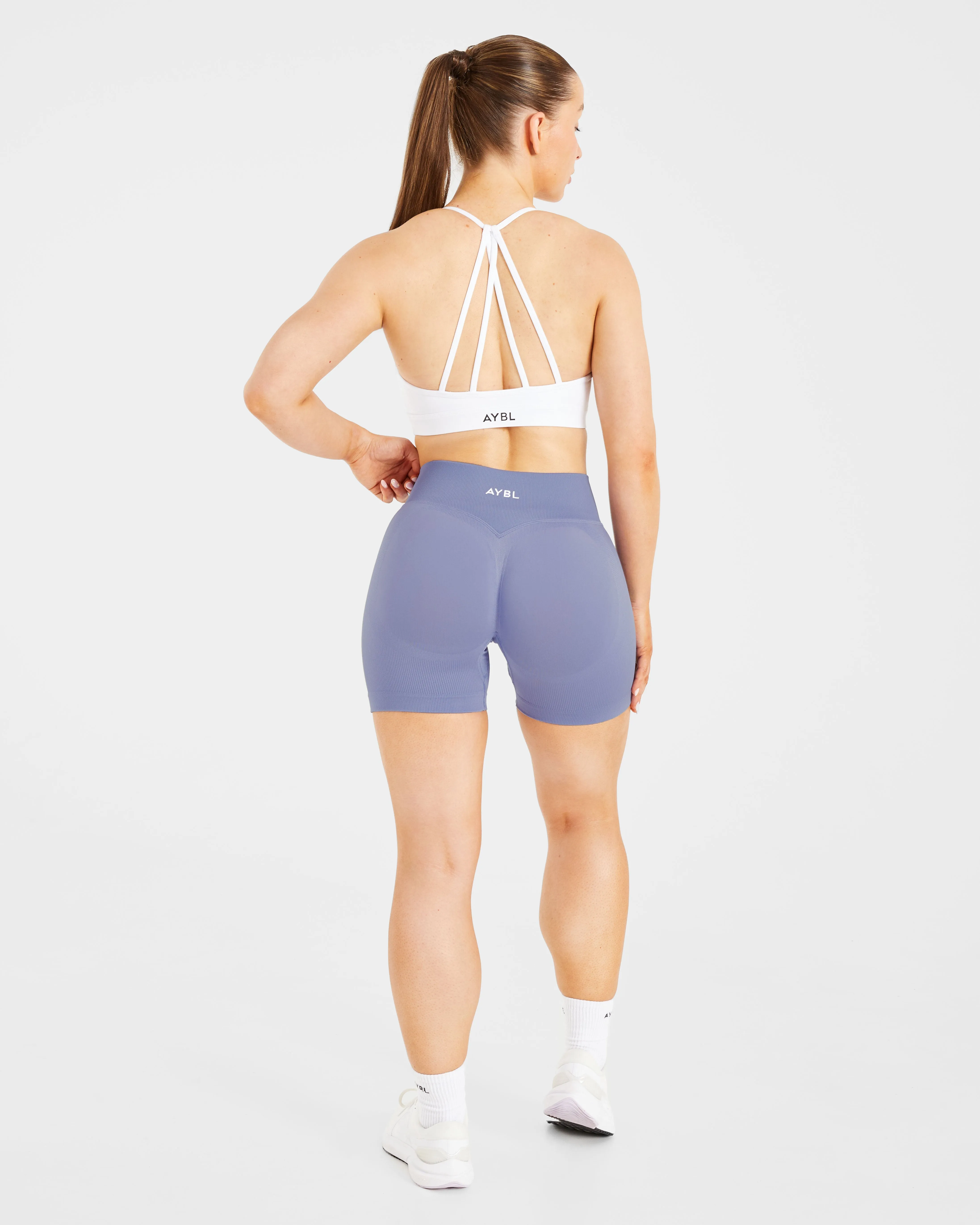 Essential V Neck Strappy Sports Bra - White sold by AYBL product image thumbnail 4