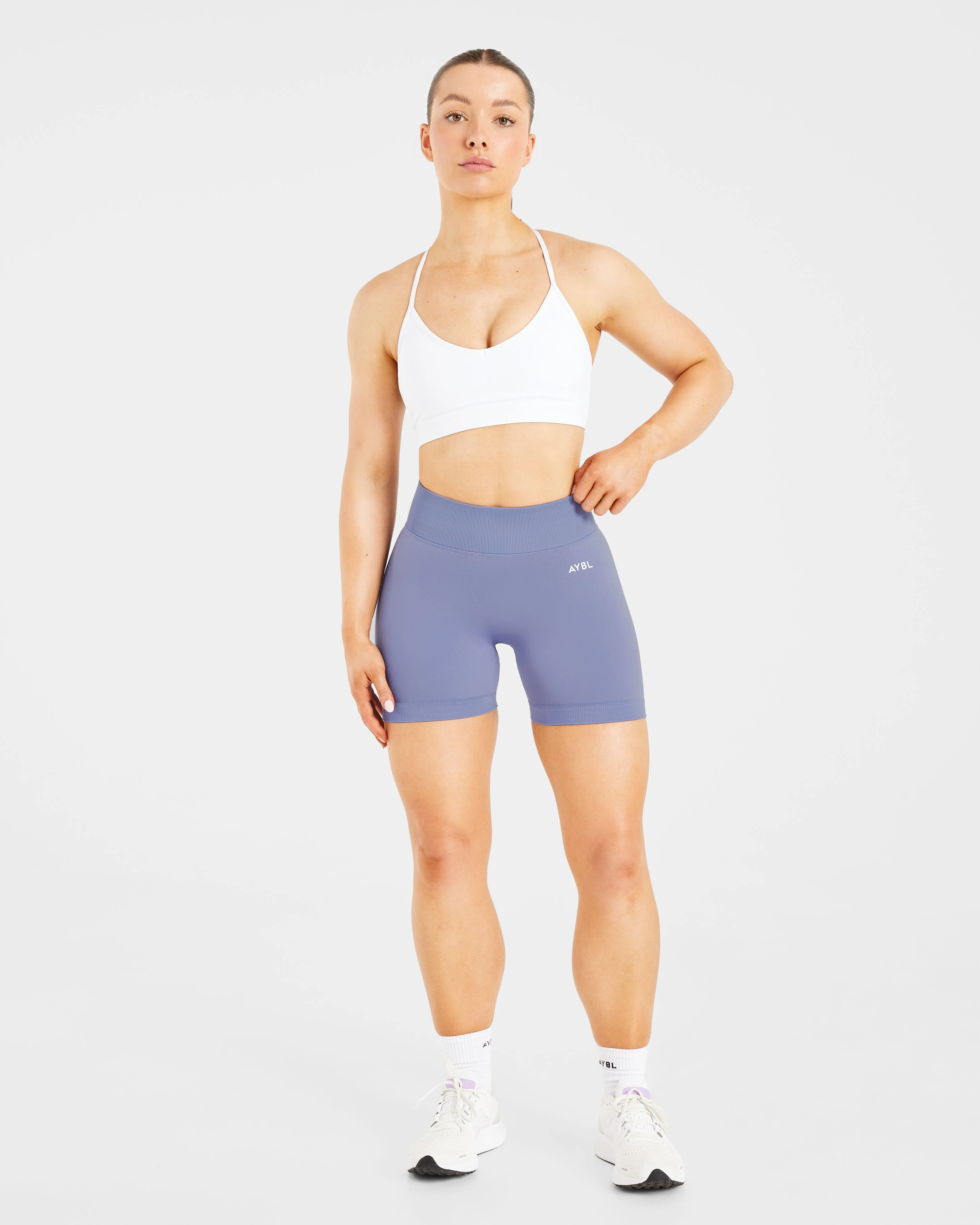 Essential V Neck Strappy Sports Bra - White sold by AYBL product image thumbnail 3