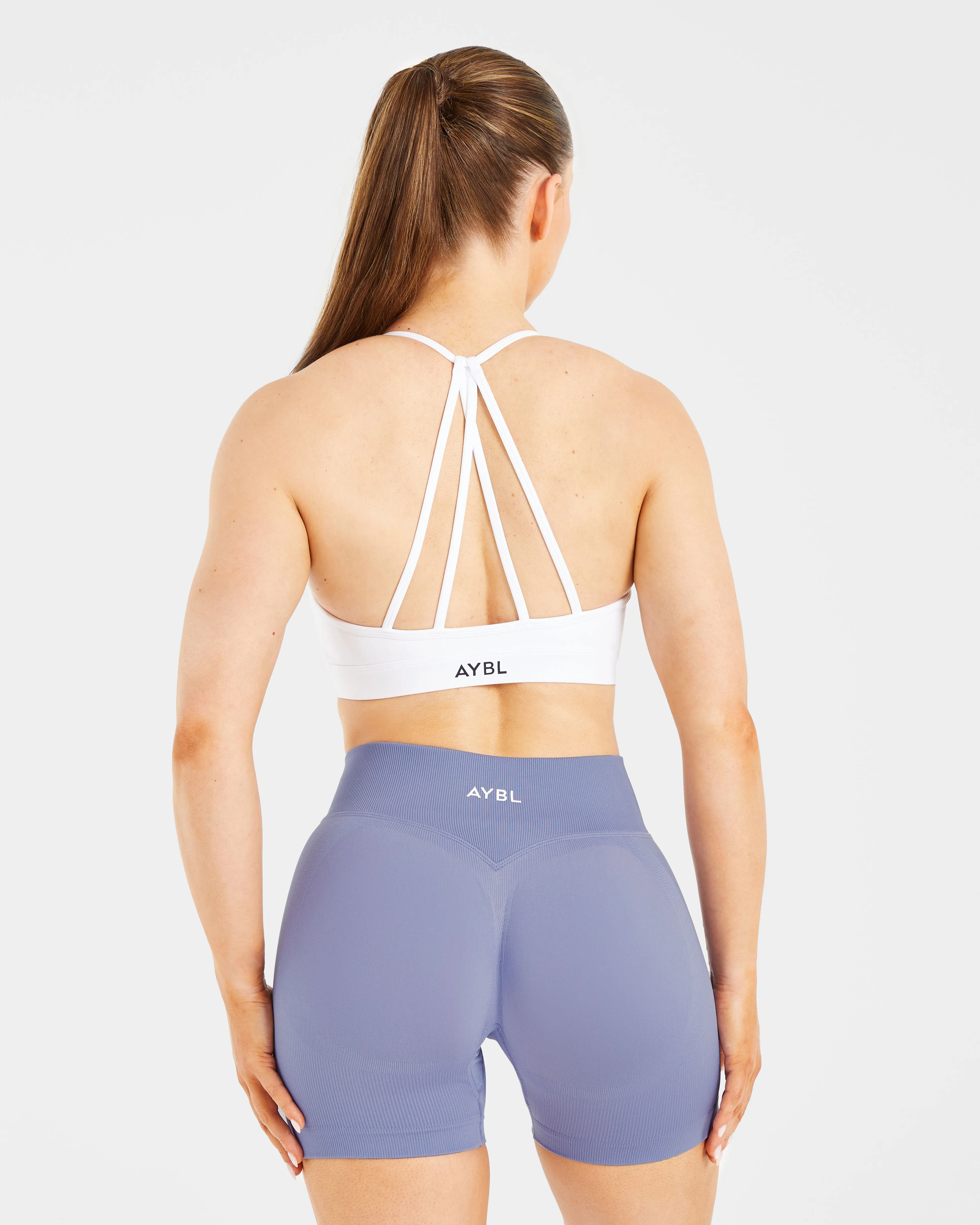 Essential V Neck Strappy Sports Bra - White sold by AYBL product image thumbnail 2