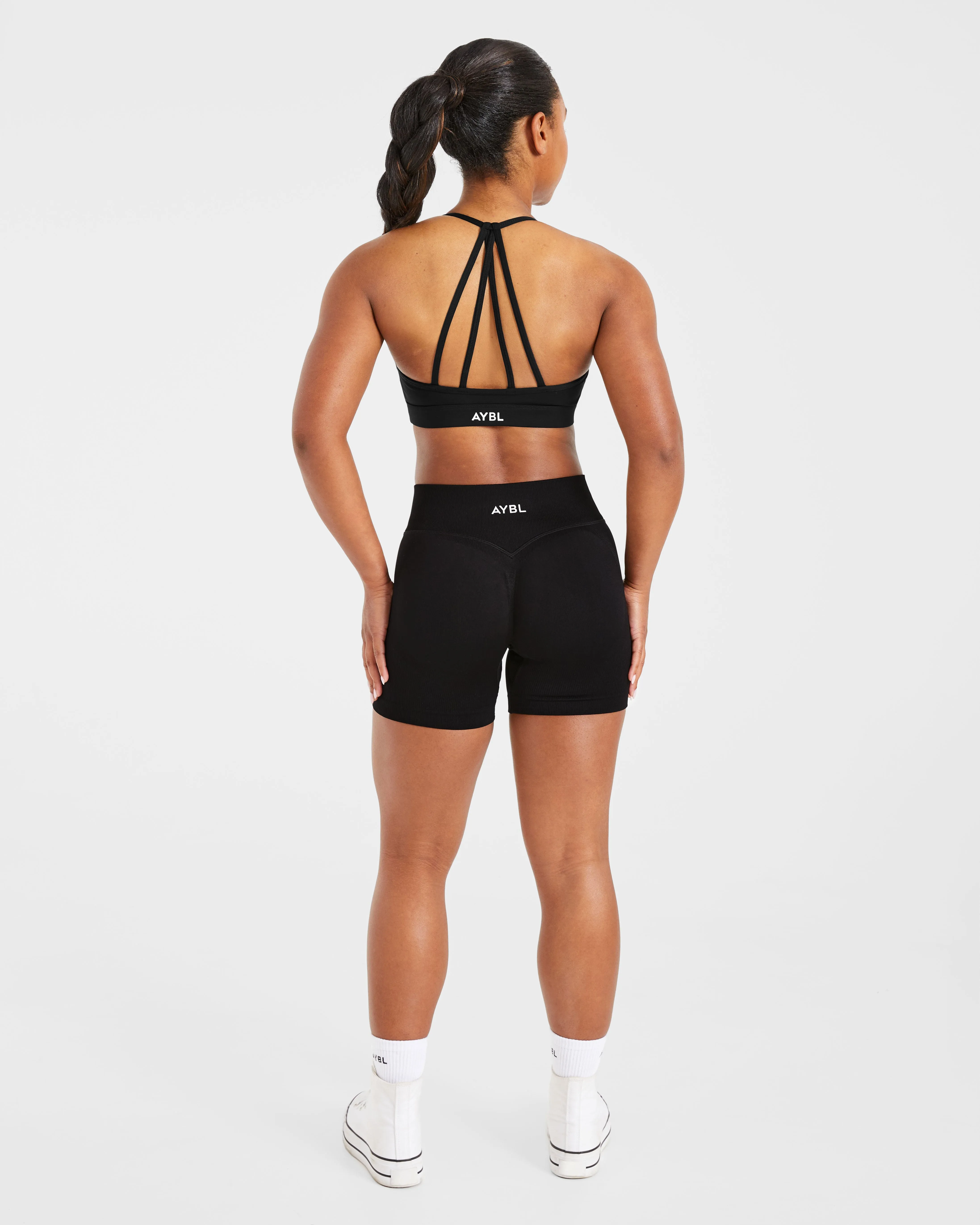 Essential V Neck Strappy Sports Bra - Black sold by AYBL product image thumbnail 4