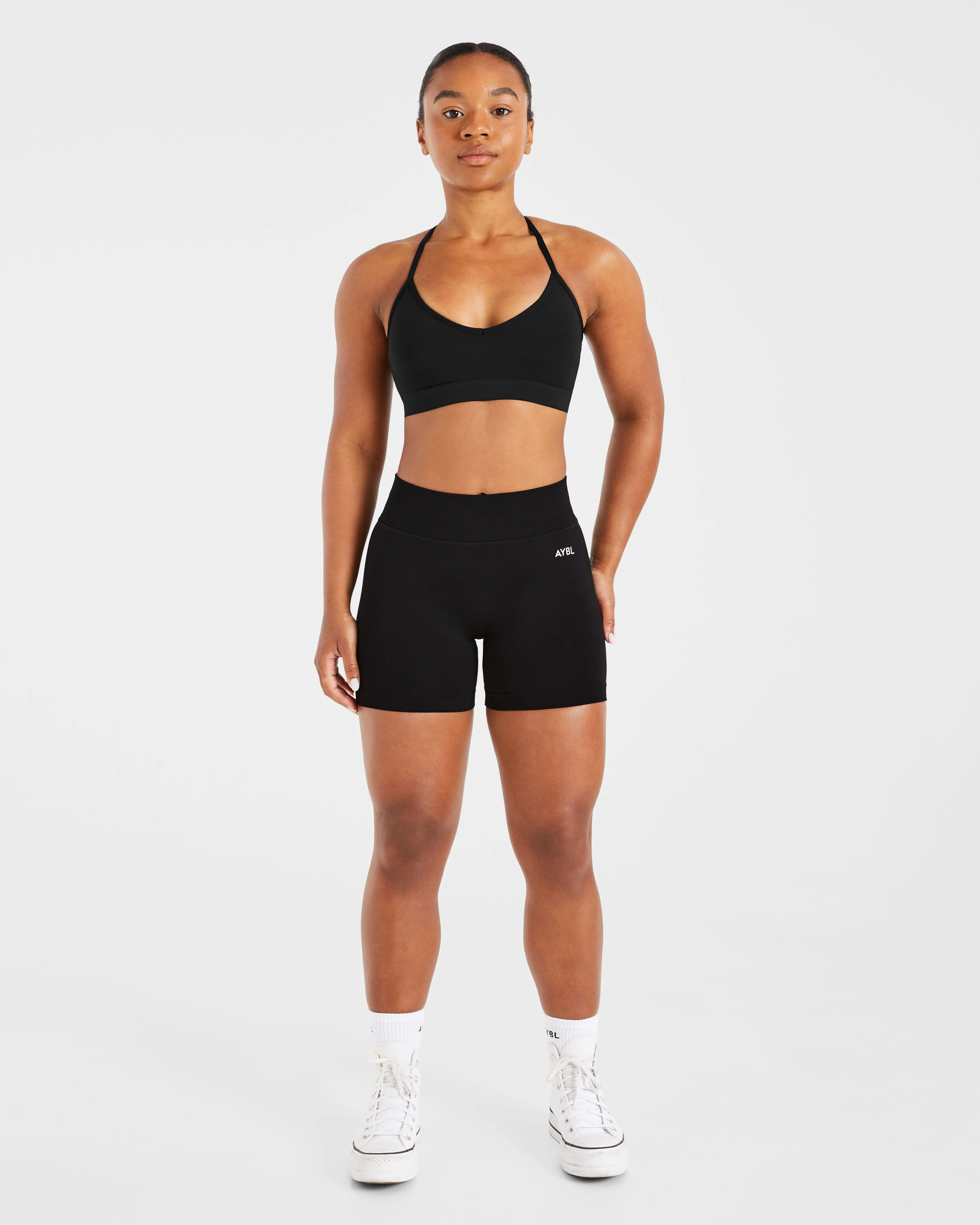 Essential V Neck Strappy Sports Bra - Black sold by AYBL product image thumbnail 3
