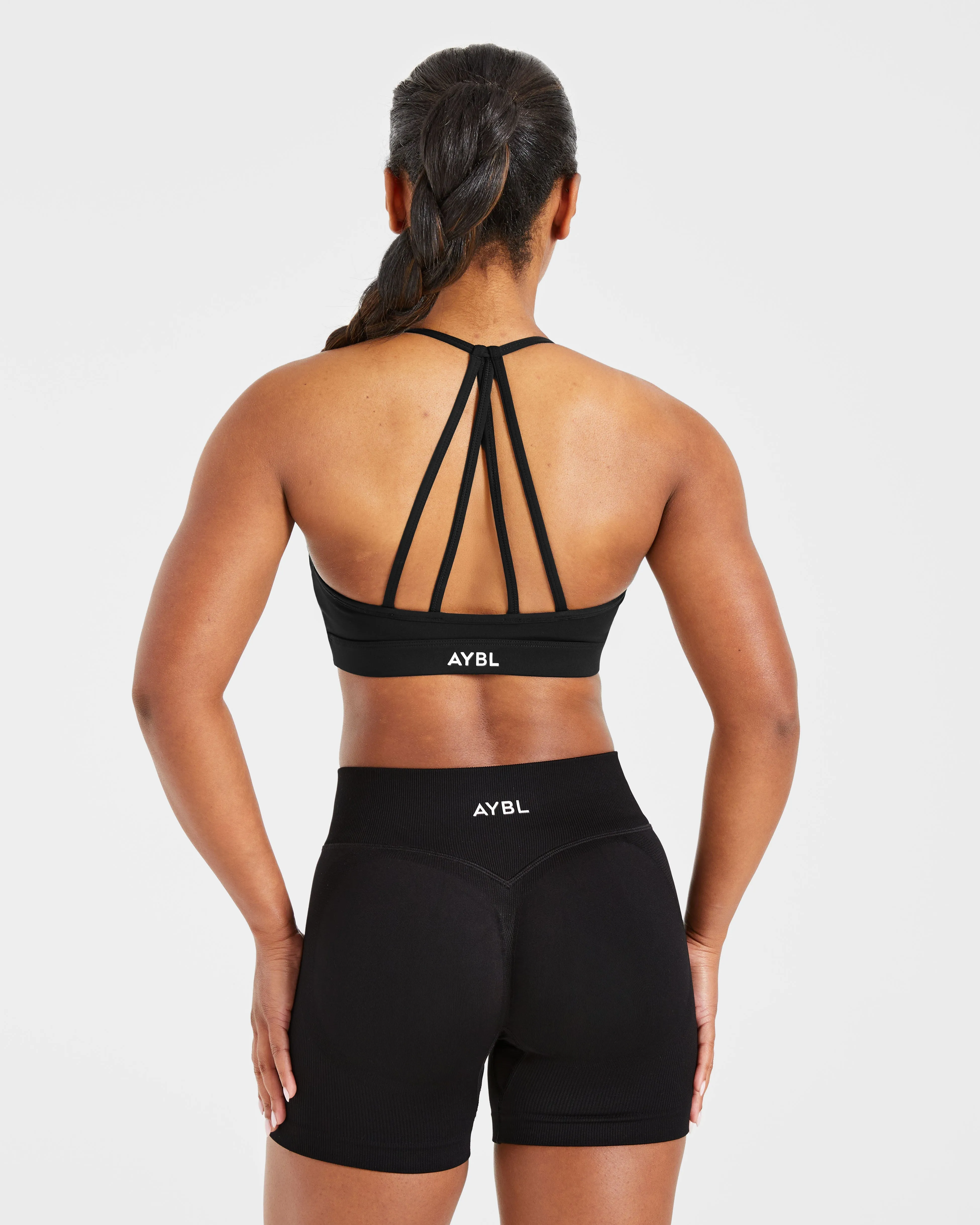 Essential V Neck Strappy Sports Bra - Black sold by AYBL product image thumbnail 2