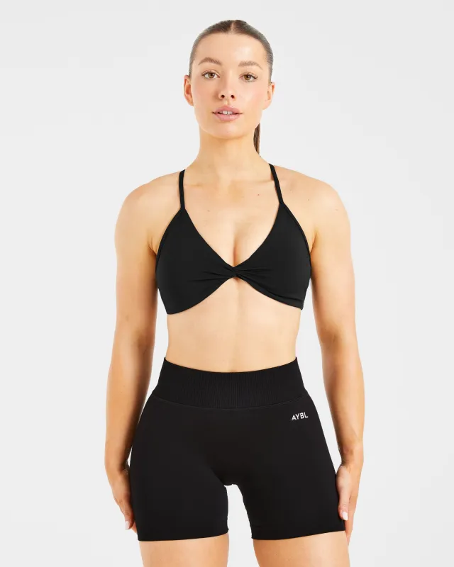 Essential Twist Crossback Sports Bra - Black sold by AYBL