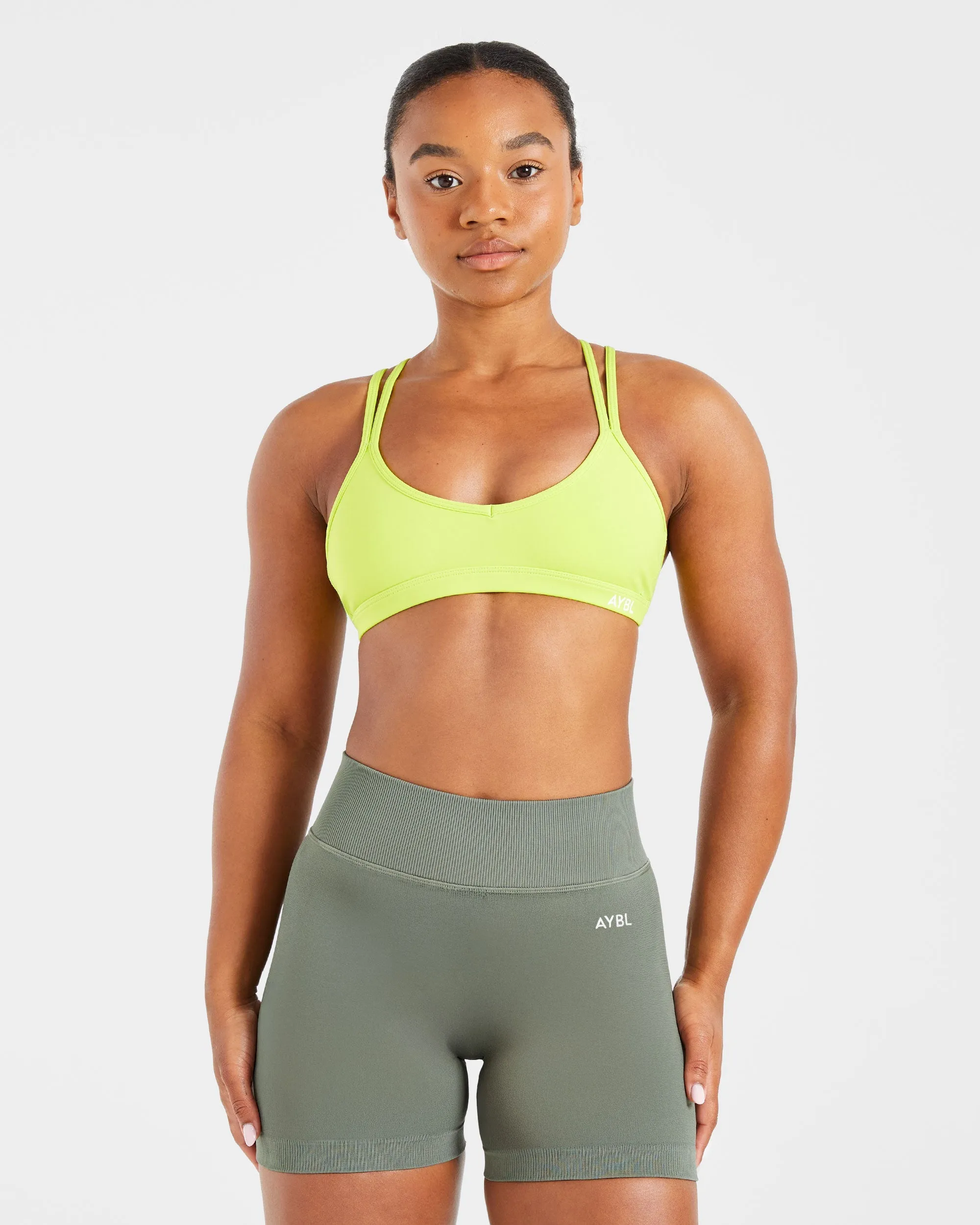 Essential Strappy Sports Bra - Lime Punch sold by AYBL