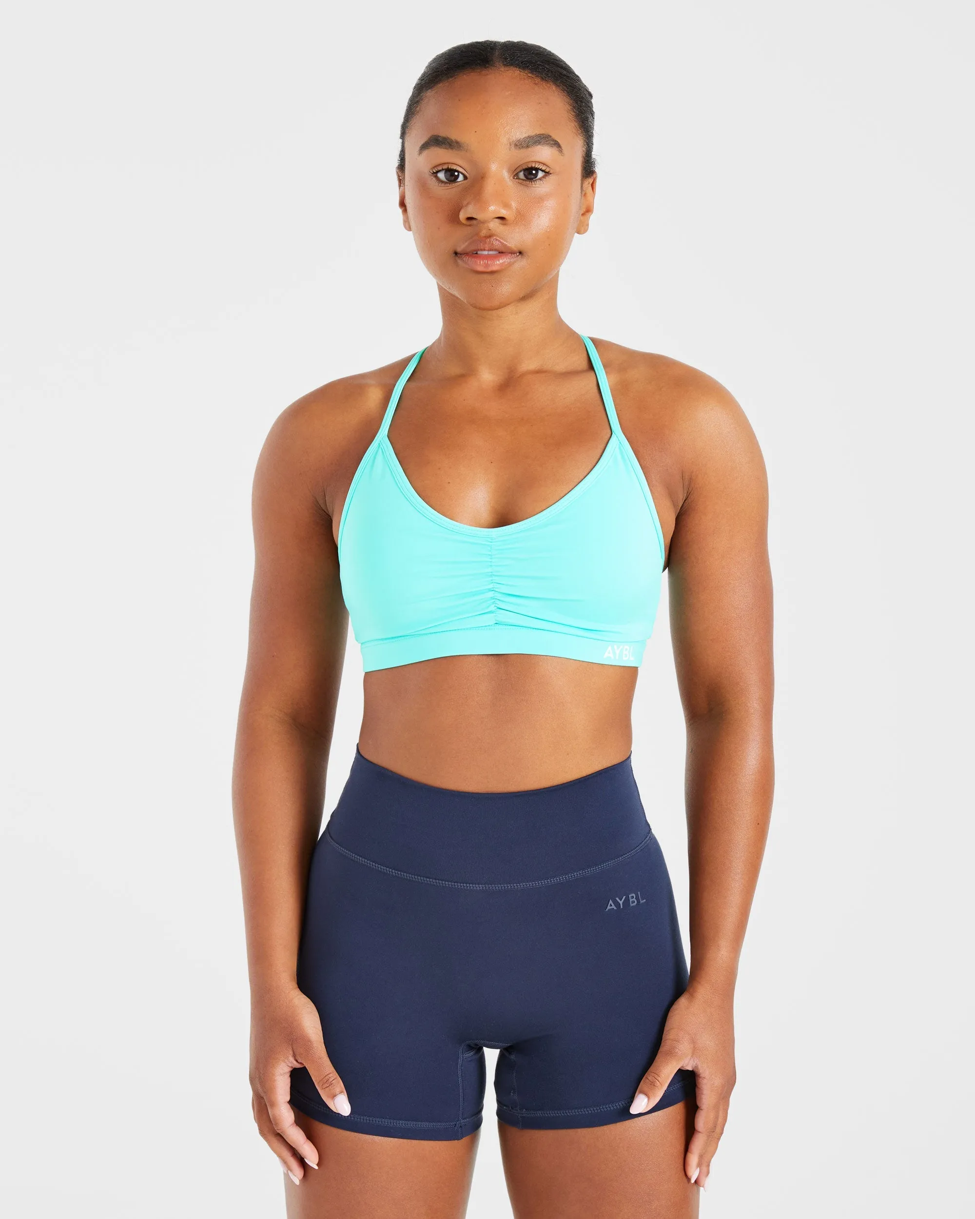 Essential Ruched Sports Bra - Aqua Blue sold by AYBL