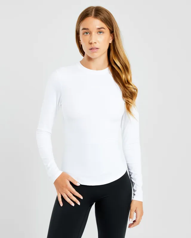 Sculpt Long Sleeve Top - White sold by AYBL
