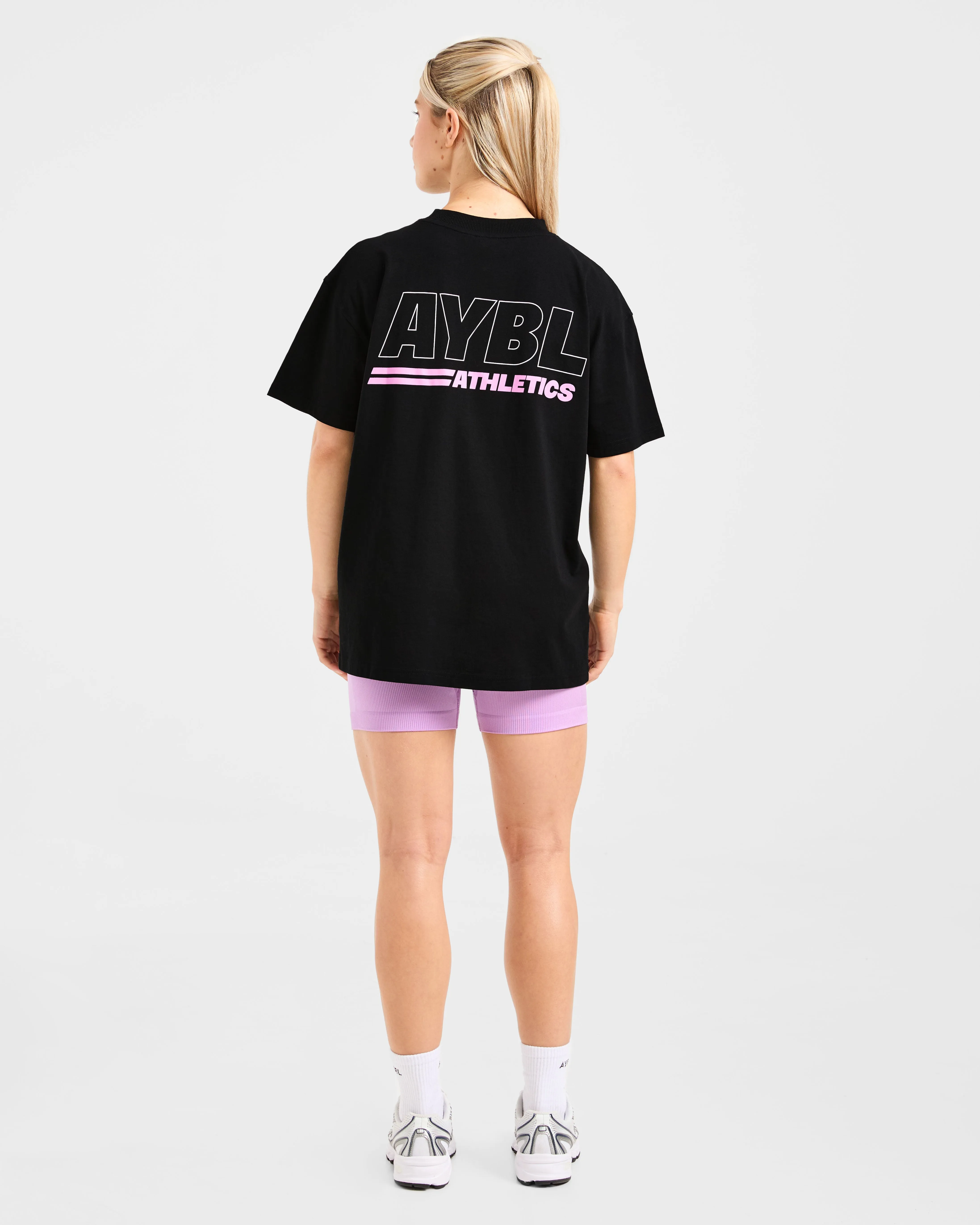 Athletics Track Oversized T Shirt - Black/Pink sold by AYBL product image thumbnail 4