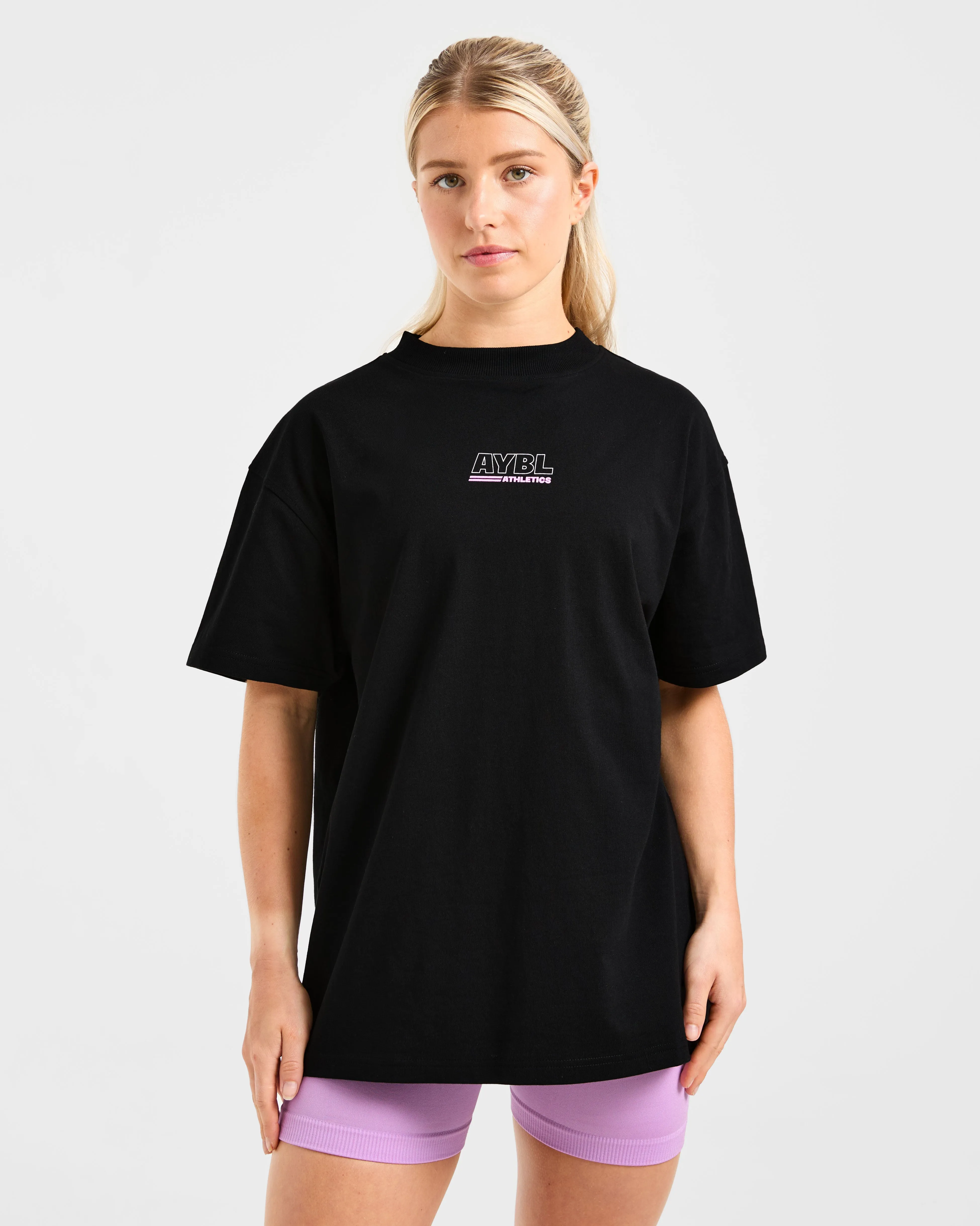 Athletics Track Oversized T Shirt - Black/Pink sold by AYBL product image thumbnail 2