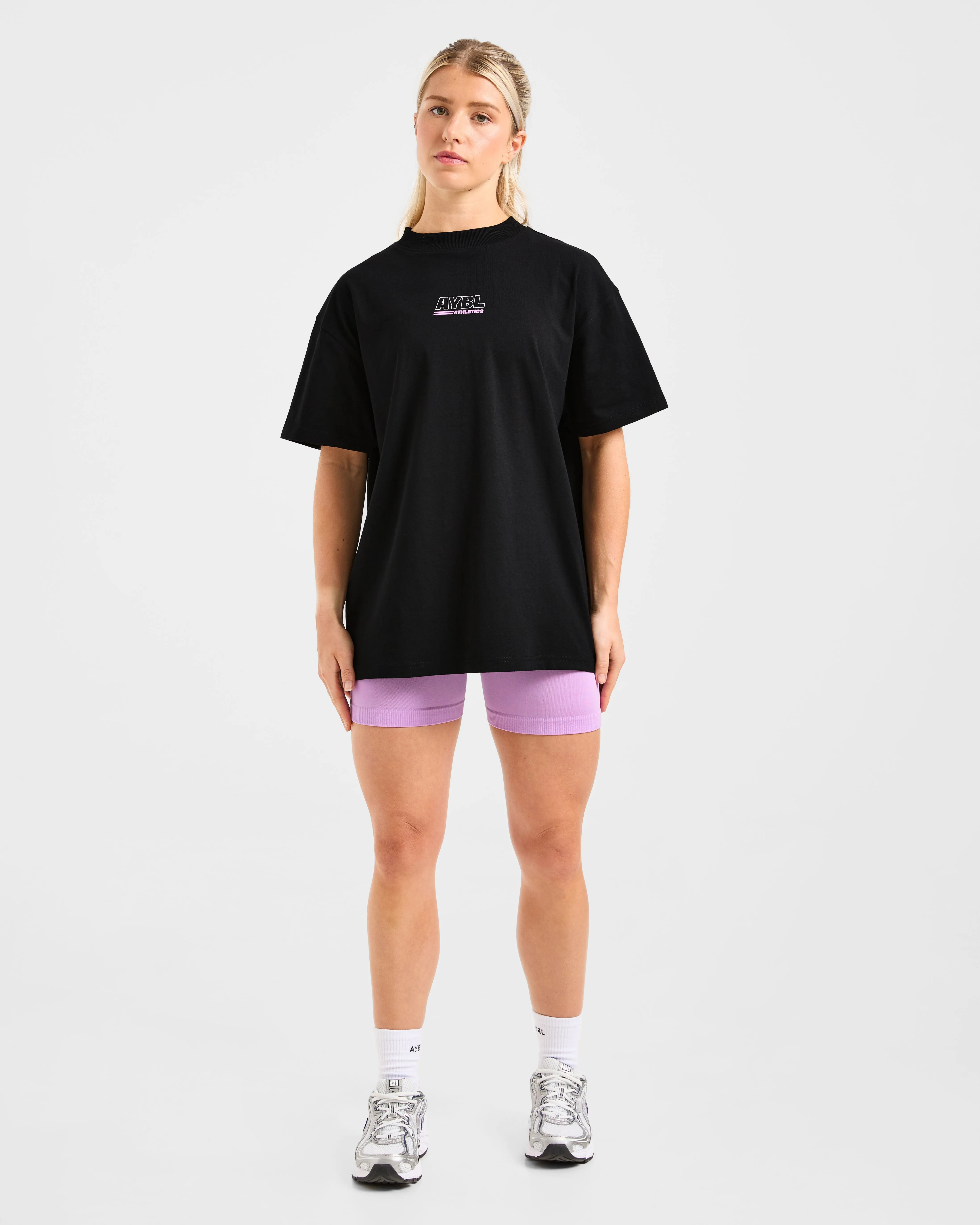 Athletics Track Oversized T Shirt - Black/Pink sold by AYBL product image thumbnail 3