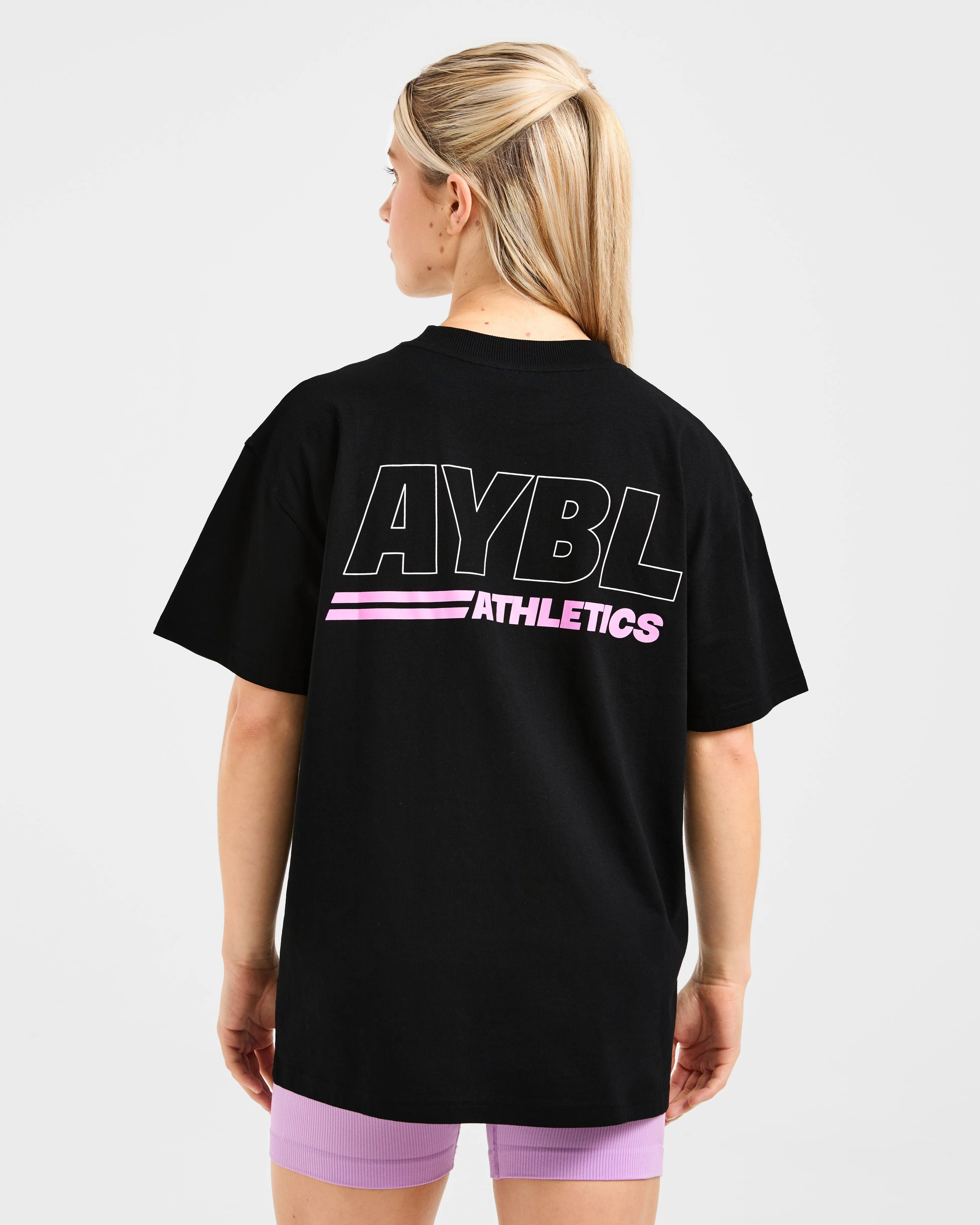 Athletics Track Oversized T Shirt - Black/Pink sold by AYBL