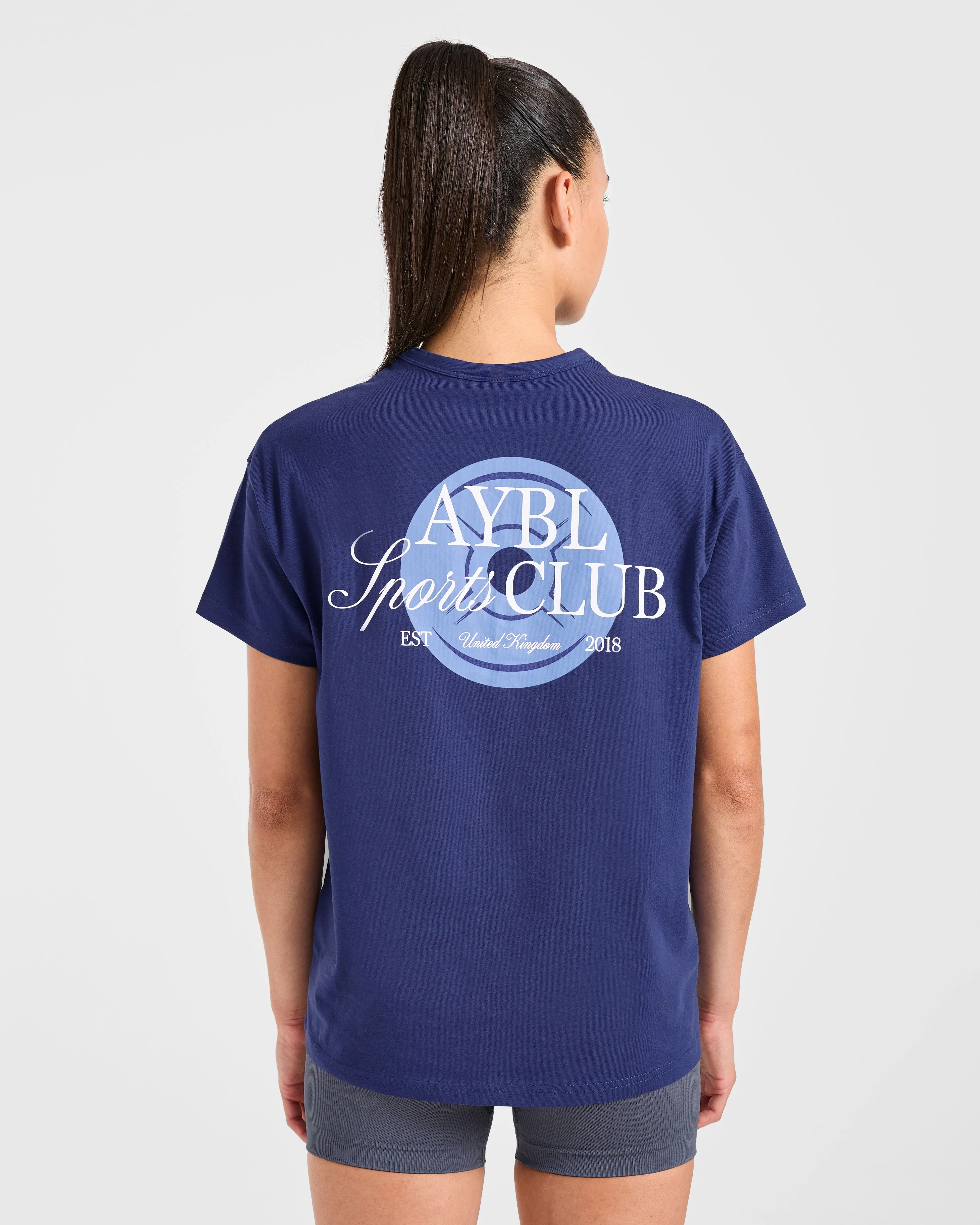 AYBL Sports Club Script Oversized T Shirt - Navy sold by AYBL