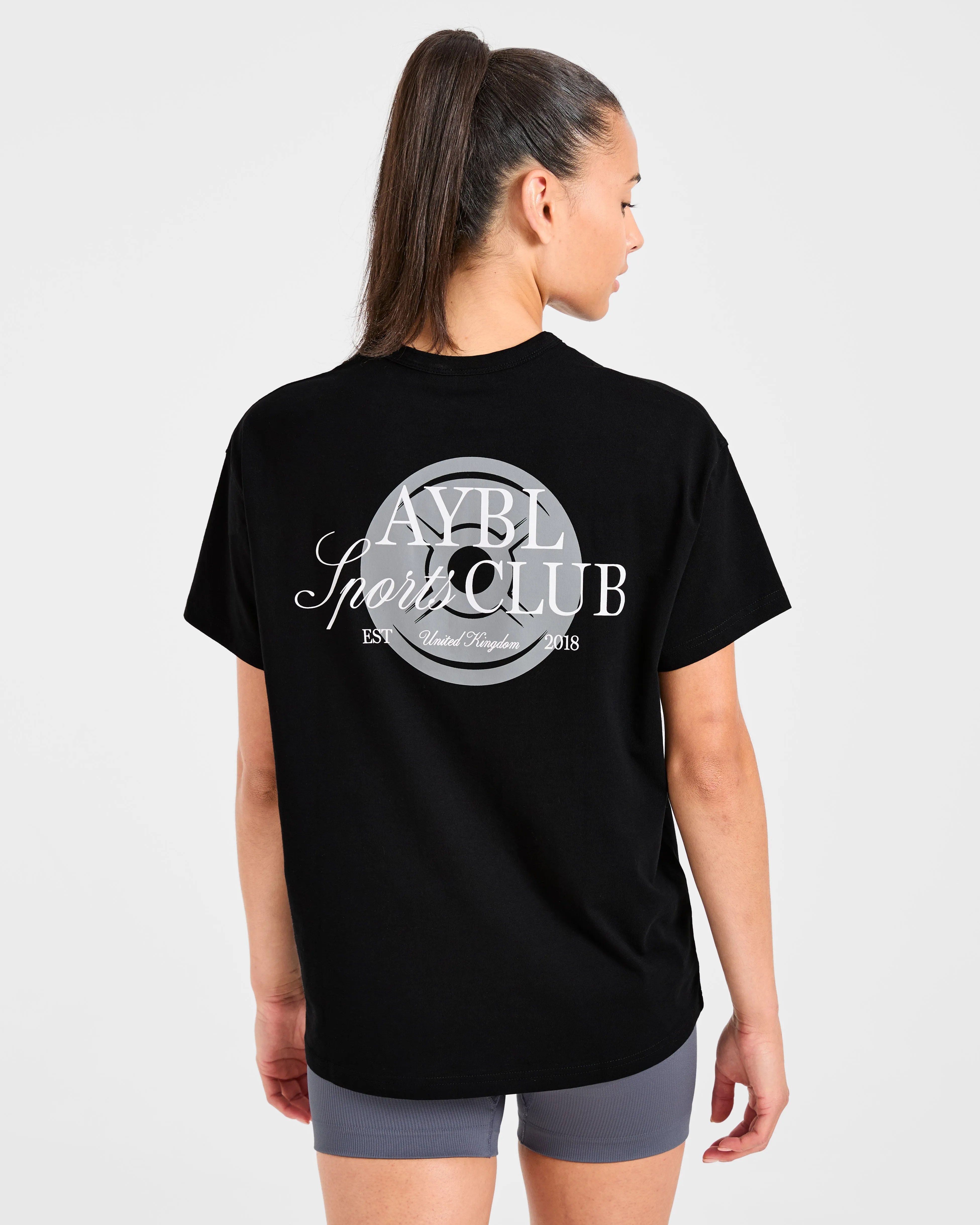 AYBL Sports Club Script Oversized T Shirt - Black sold by AYBL