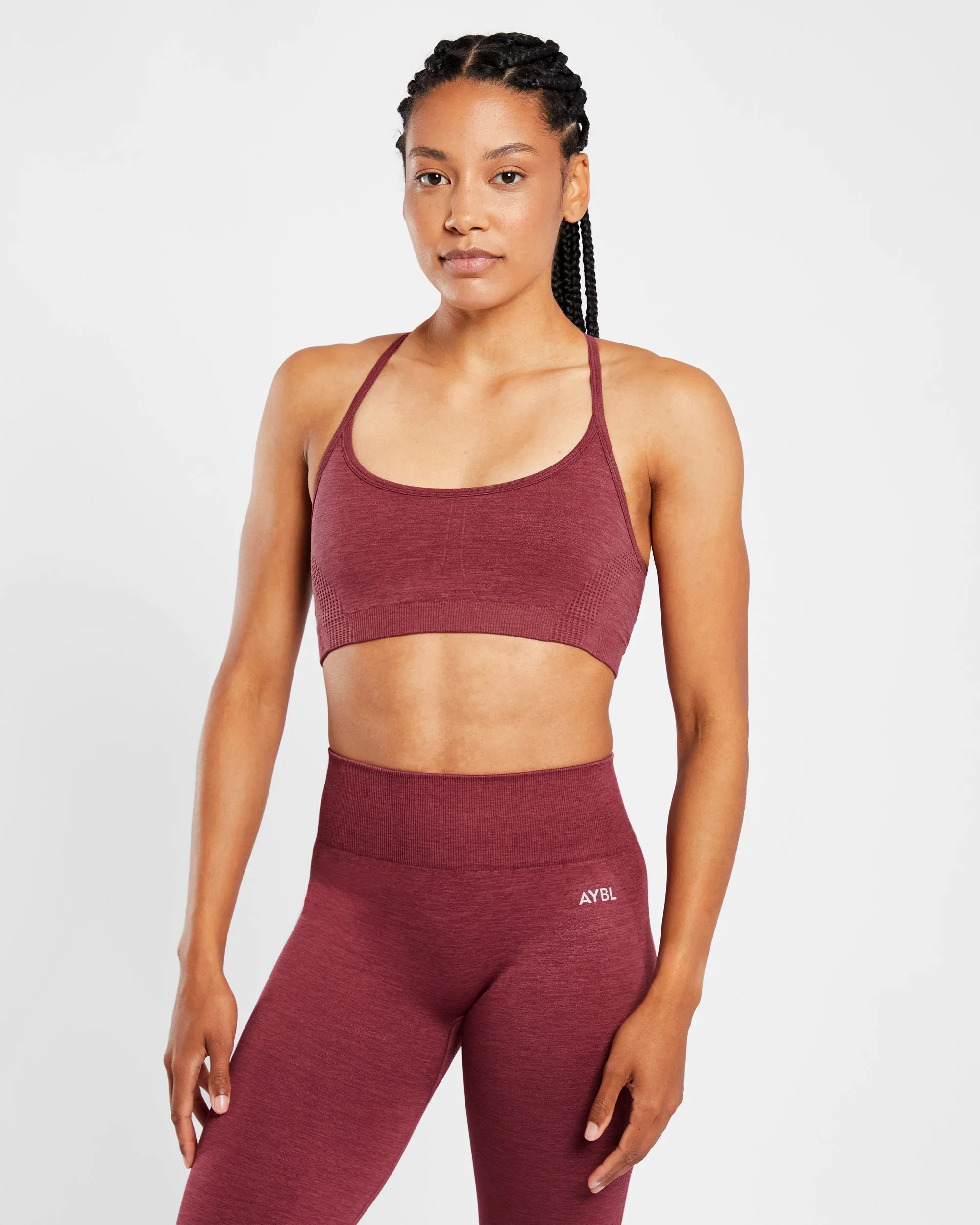 Revive Seamless Sports Bra - Burgundy Marl sold by AYBL