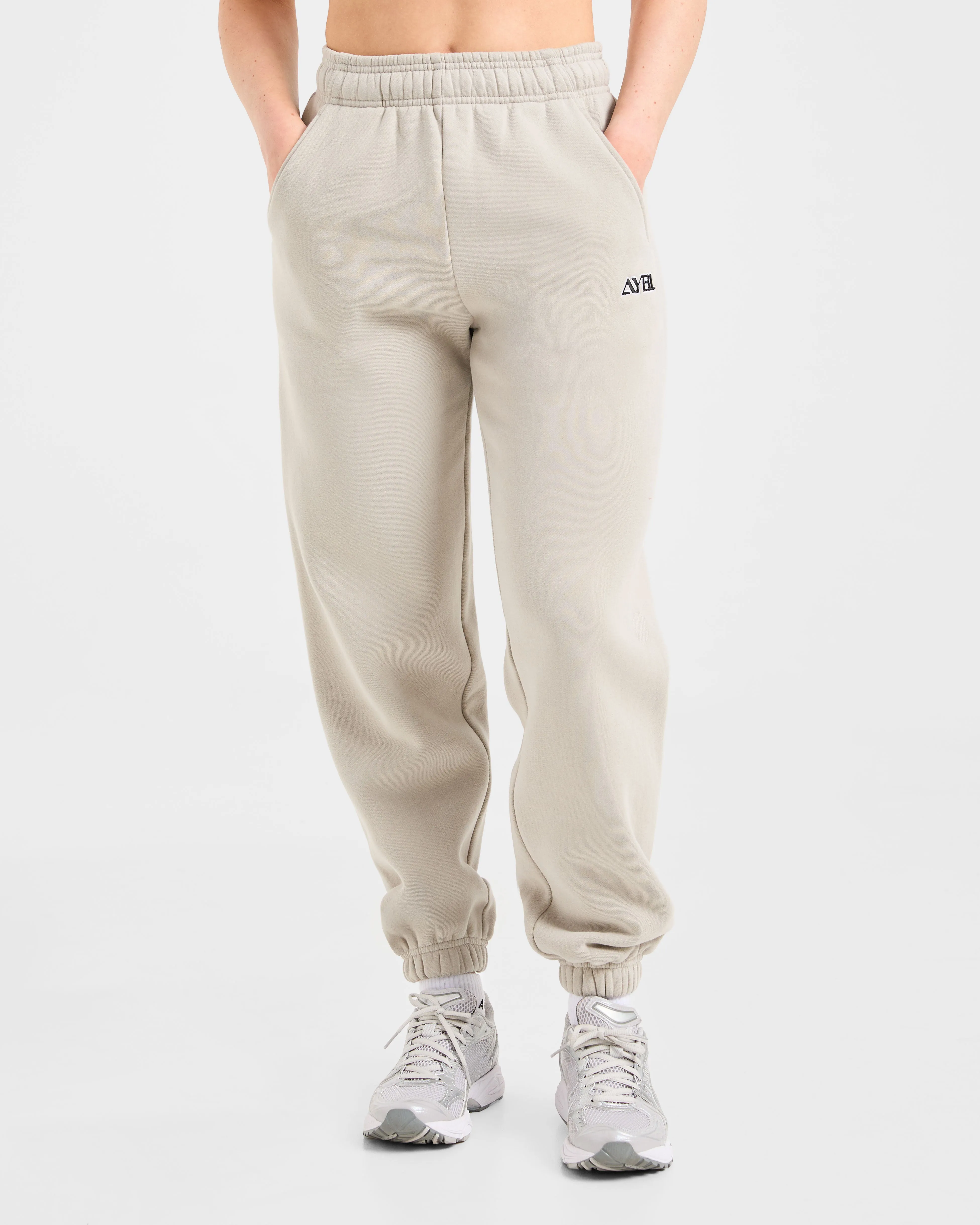 Retro Embroidered Oversized Joggers - Taupe Grey sold by AYBL
