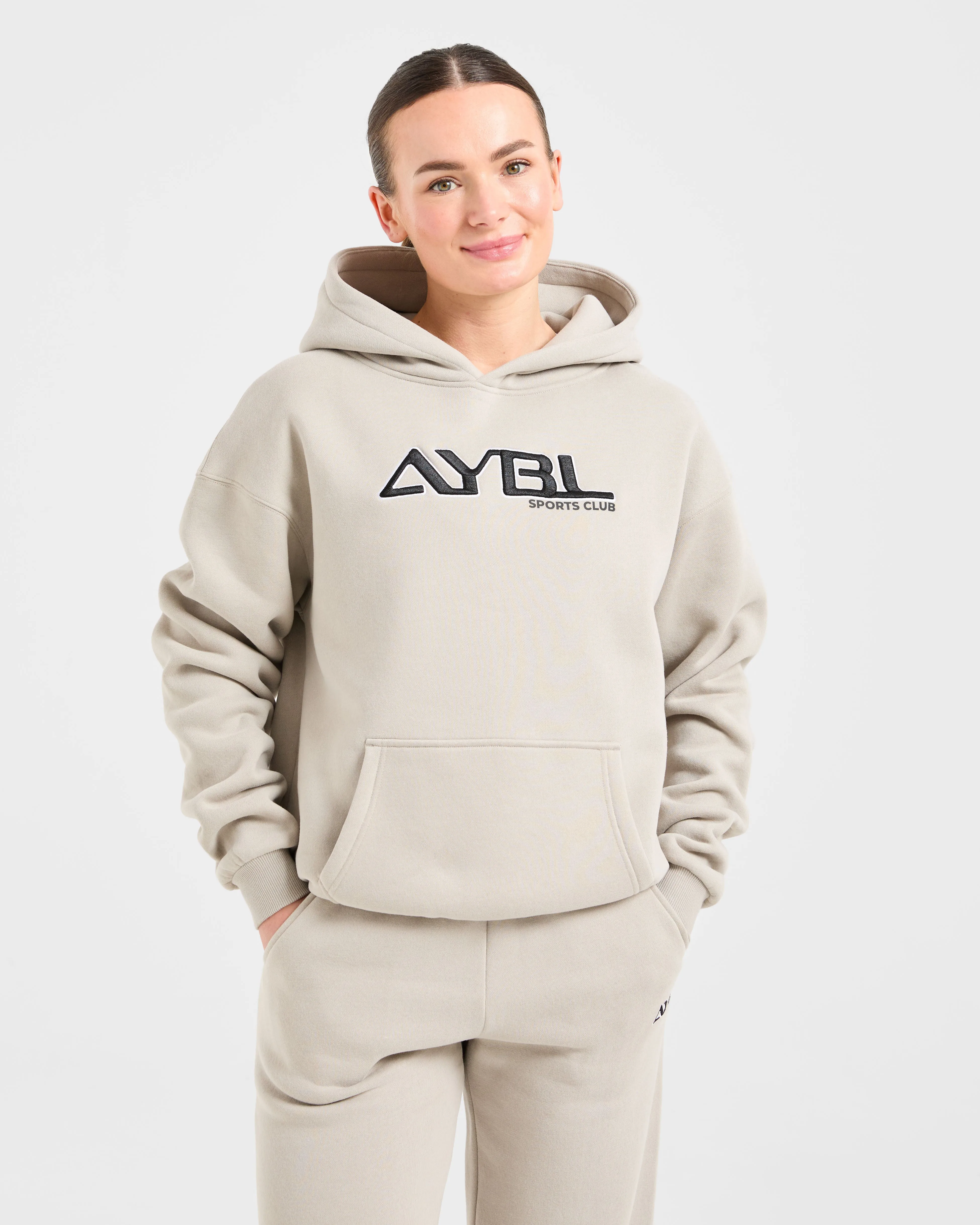 Retro Embroidered Oversized Hoodie - Taupe Grey sold by AYBL