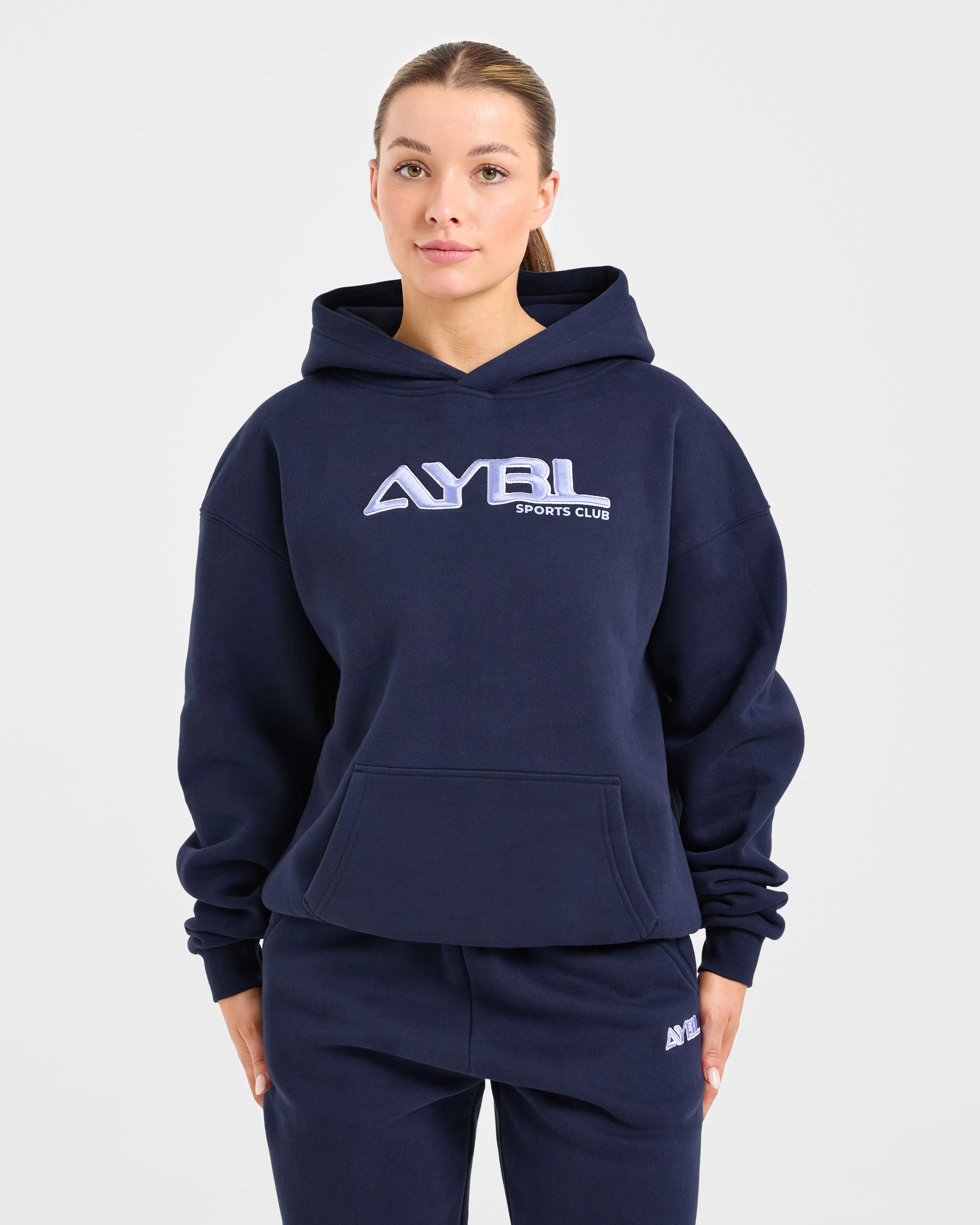 Retro Embroidered Oversized Hoodie - Navy sold by AYBL