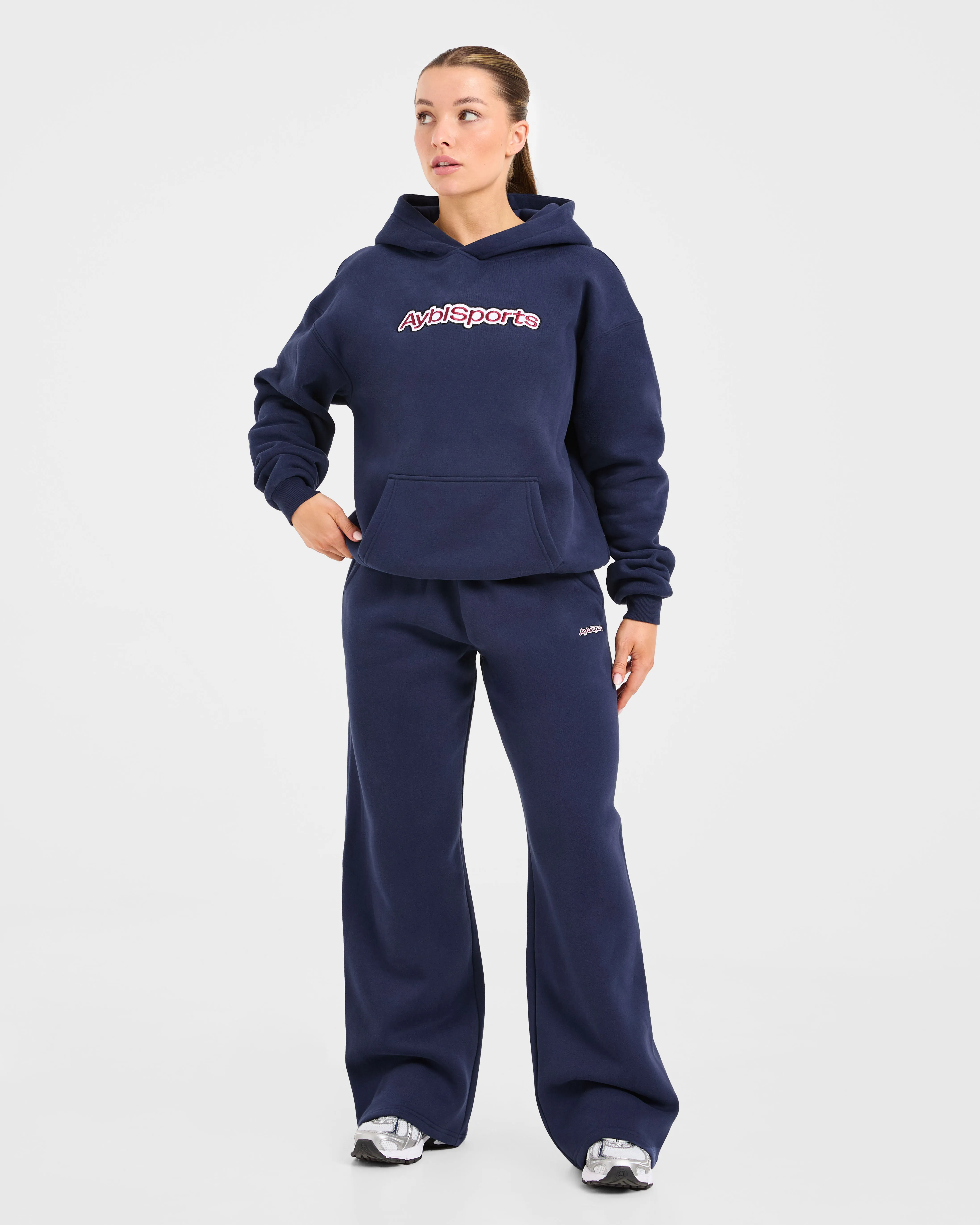 AYBL Sports Outline Oversized Straight Leg Joggers - Navy sold by AYBL product image thumbnail 3