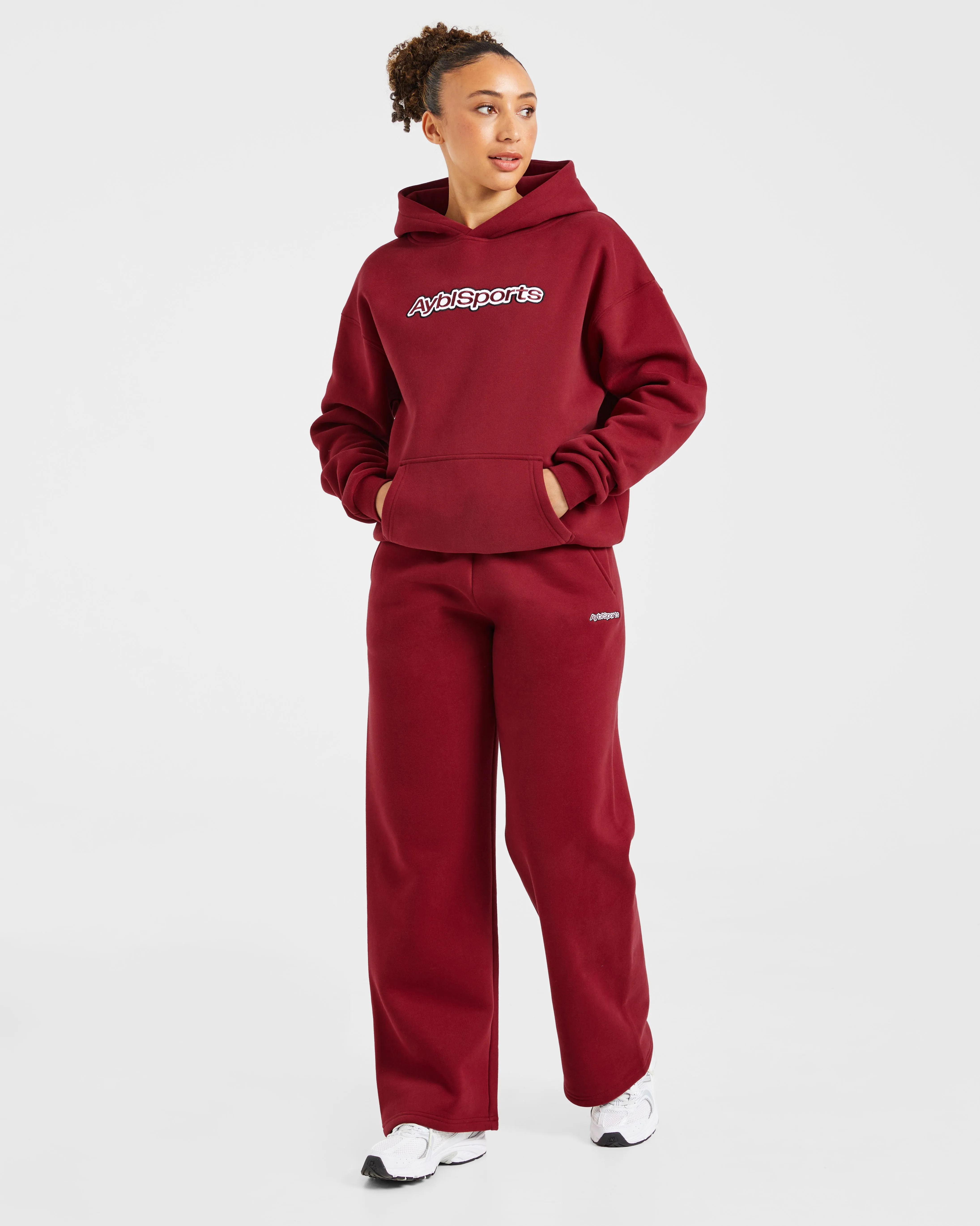 AYBL Sports Outline Oversized Straight Leg Joggers - Burgundy sold by AYBL product image thumbnail 3