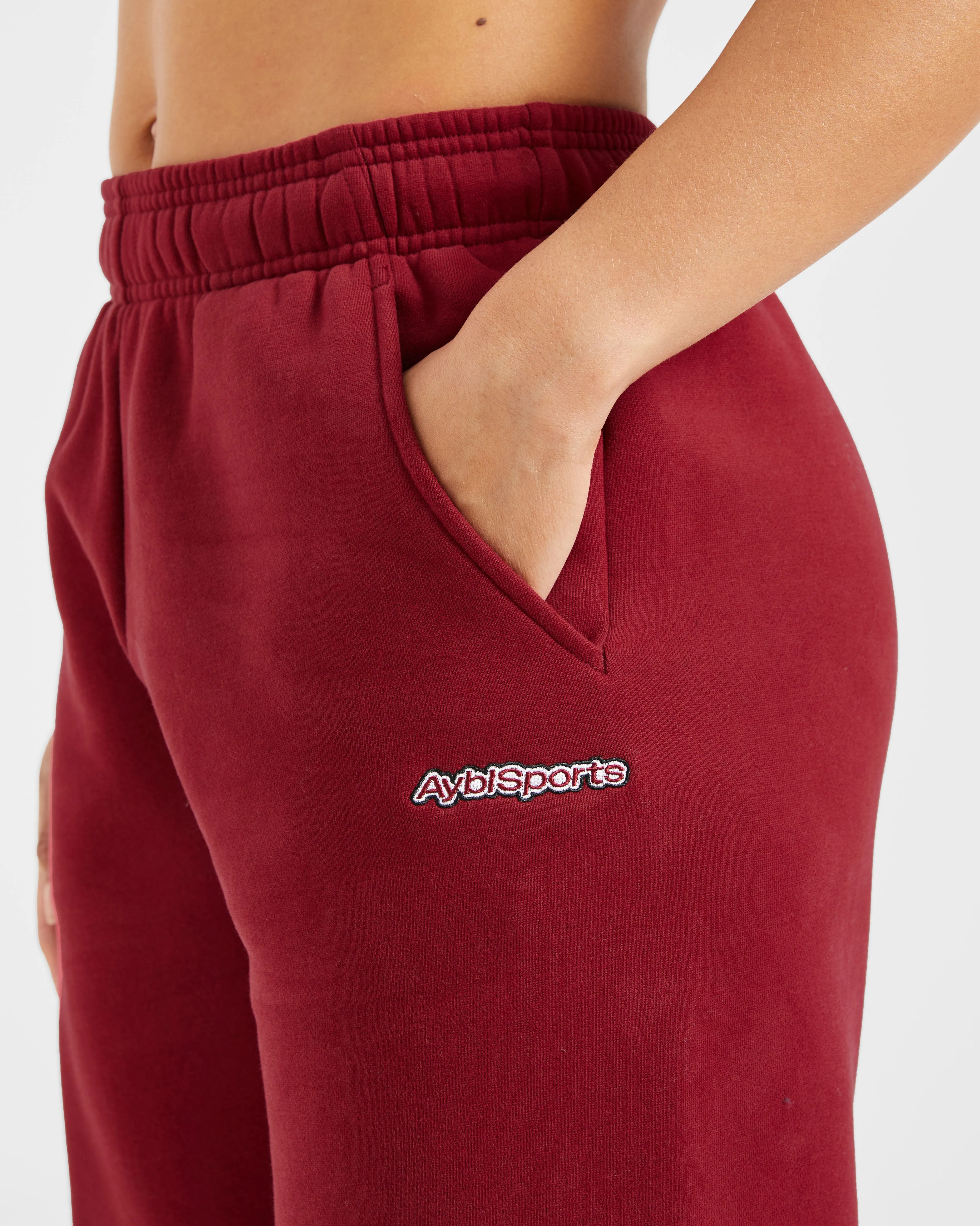 AYBL Sports Outline Oversized Straight Leg Joggers - Burgundy sold by AYBL product image thumbnail 5
