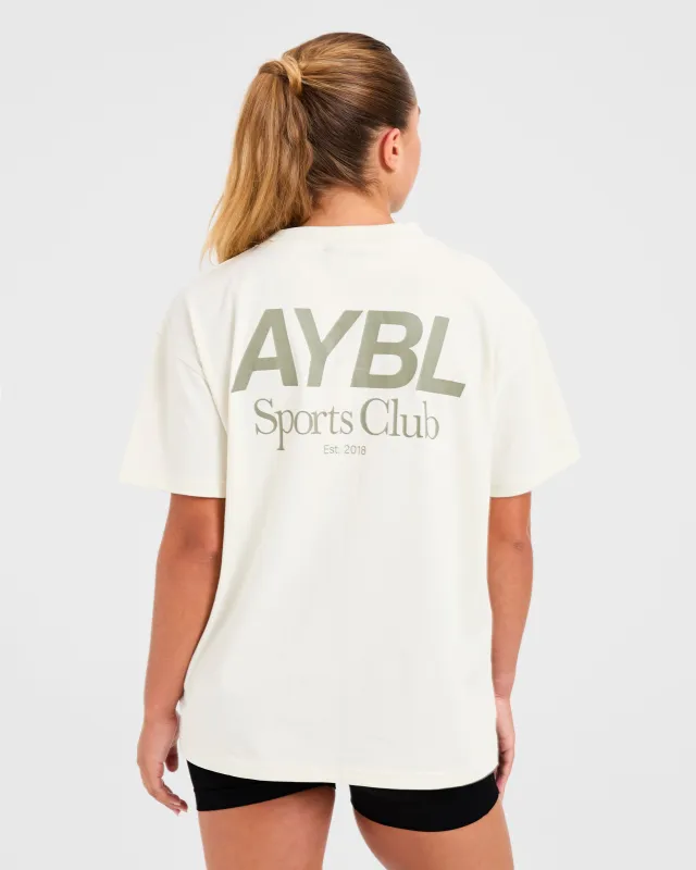 AYBL Sports Club Oversized T Shirt - Beige/Muted Olive sold by AYBL