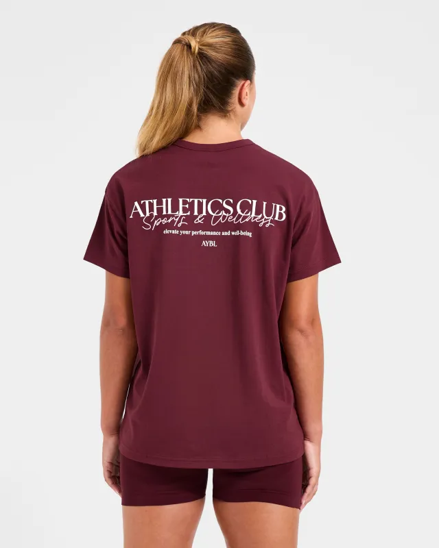 Athletics Club Oversized T Shirt - Red Wine/Pink sold by AYBL