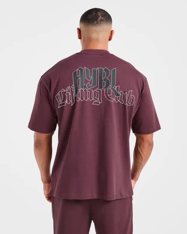 Lifting Club Gothic Oversized T Shirt - Dusty Plum/Black sold by AYBL