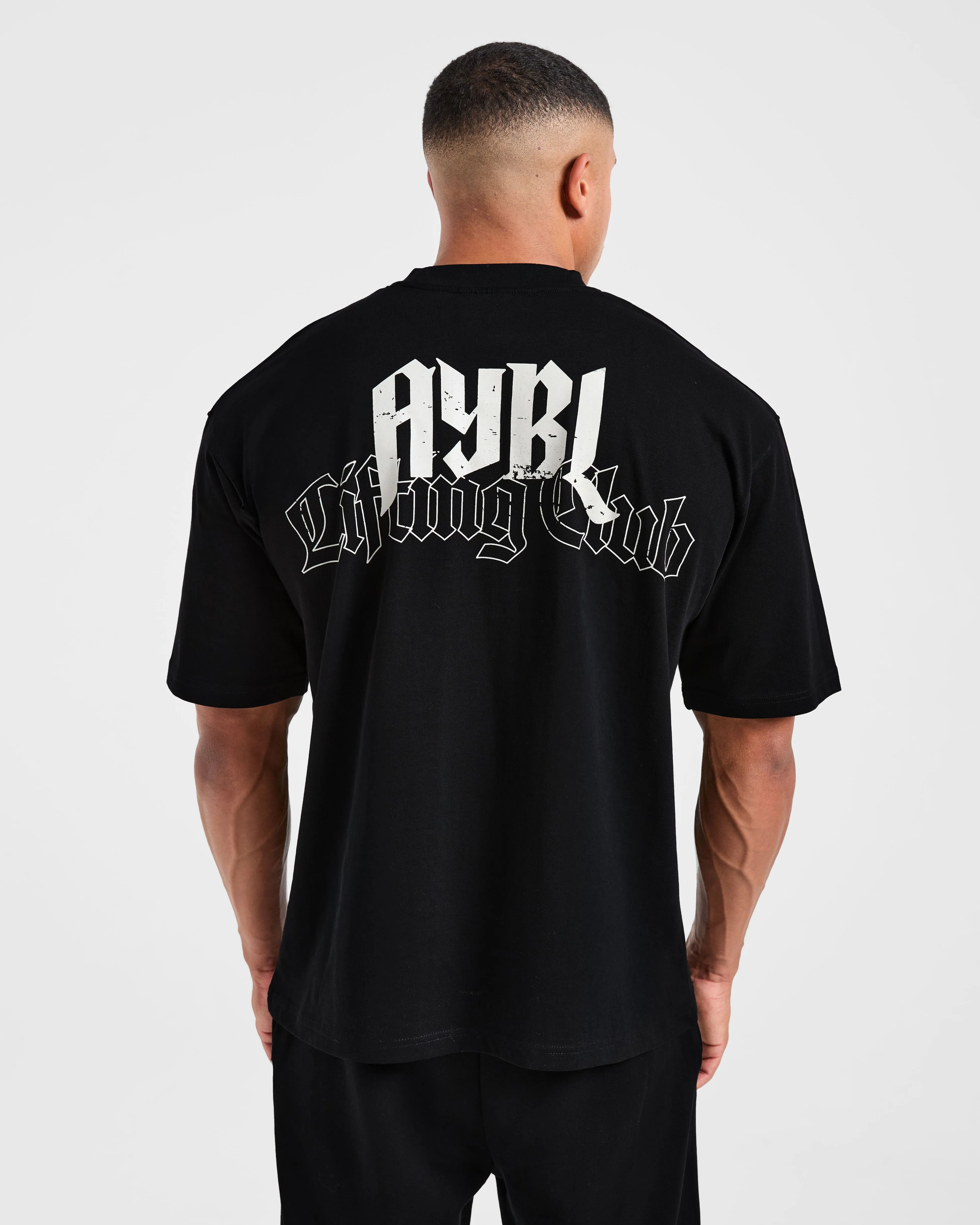 Lifting Club Gothic Oversized T Shirt - Black/Off White sold by AYBL