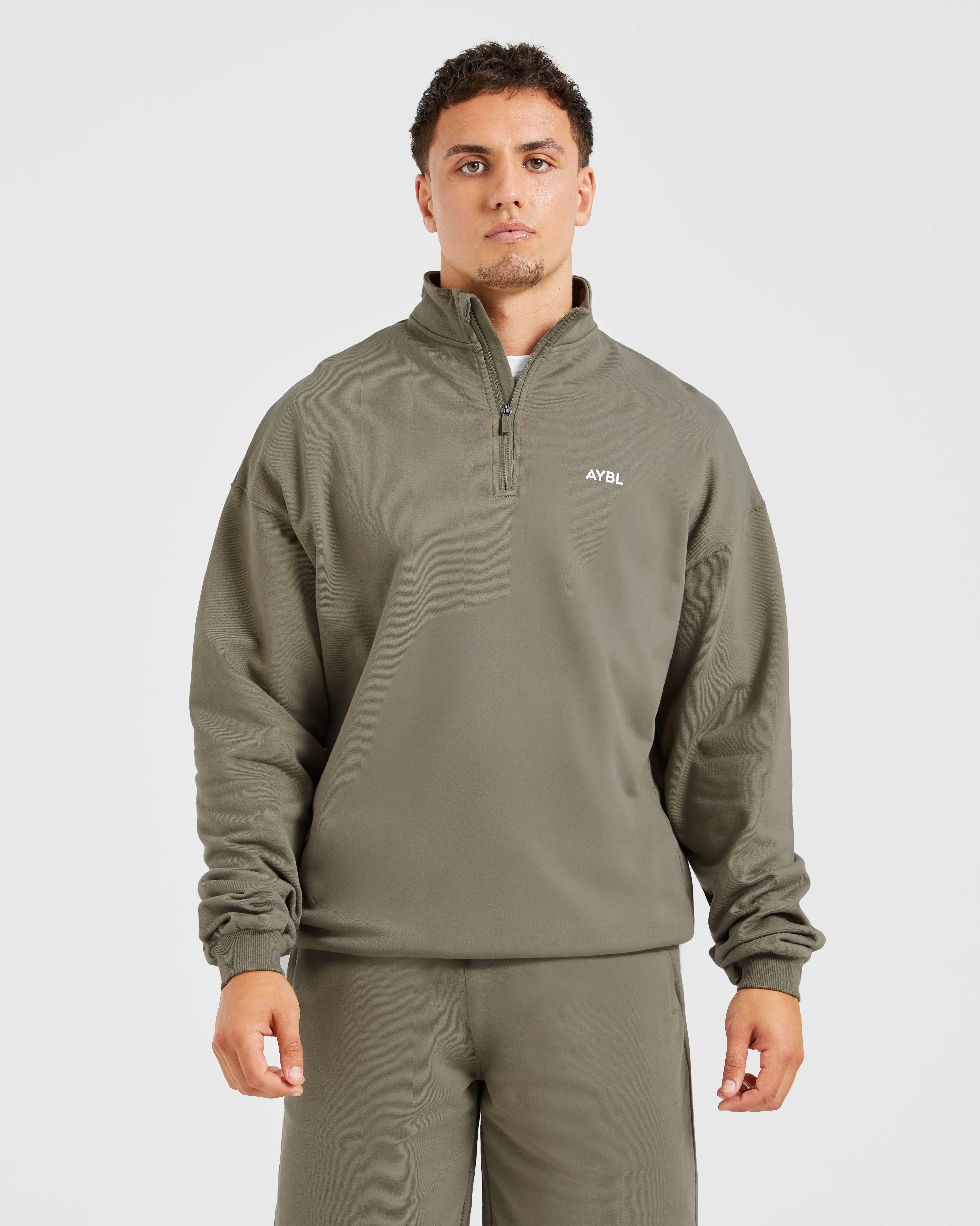 Rebound 1/4 Zip Pullover - Dusky Olive sold by AYBL