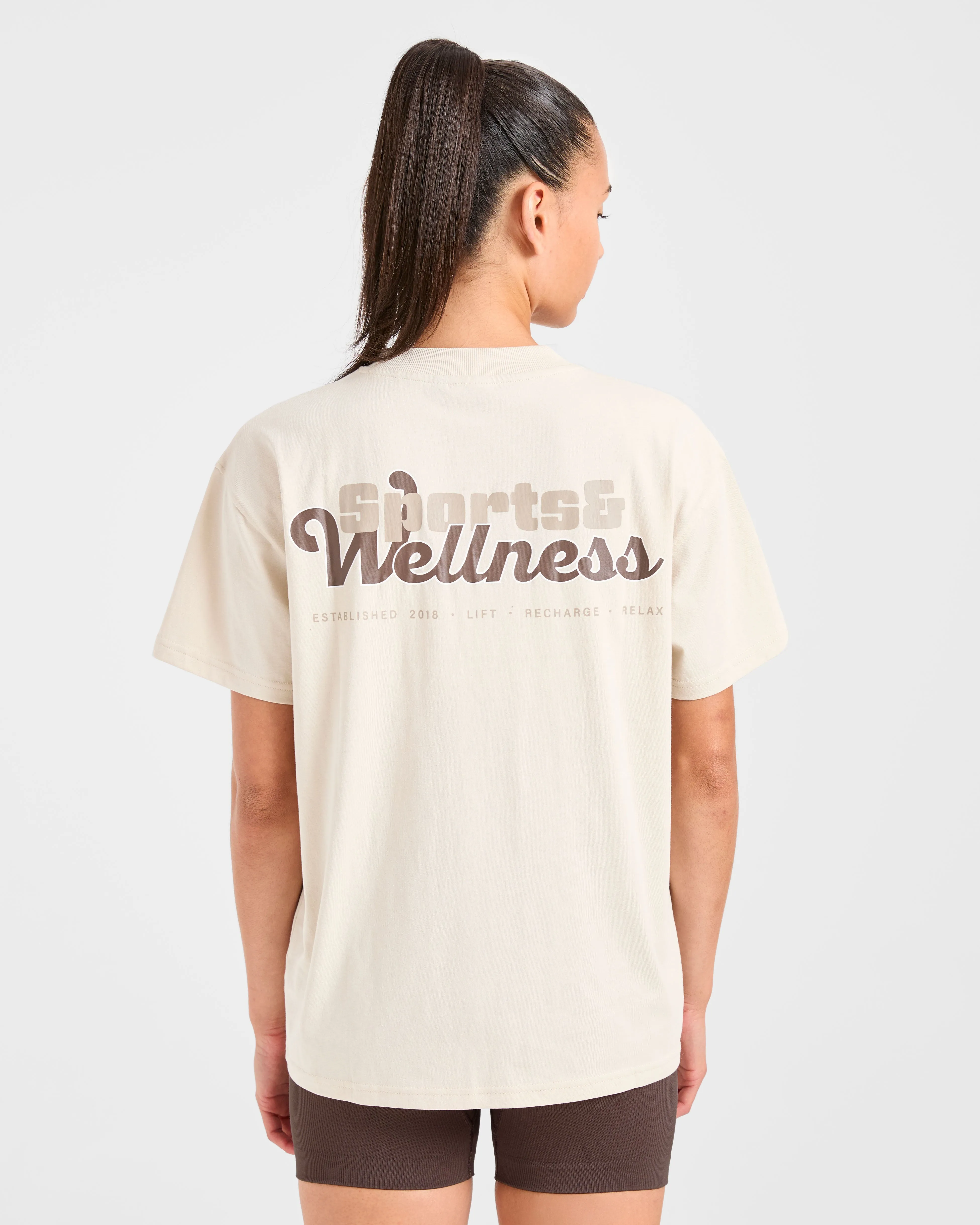 Sports Wellness Oversized T Shirt - Beige sold by AYBL